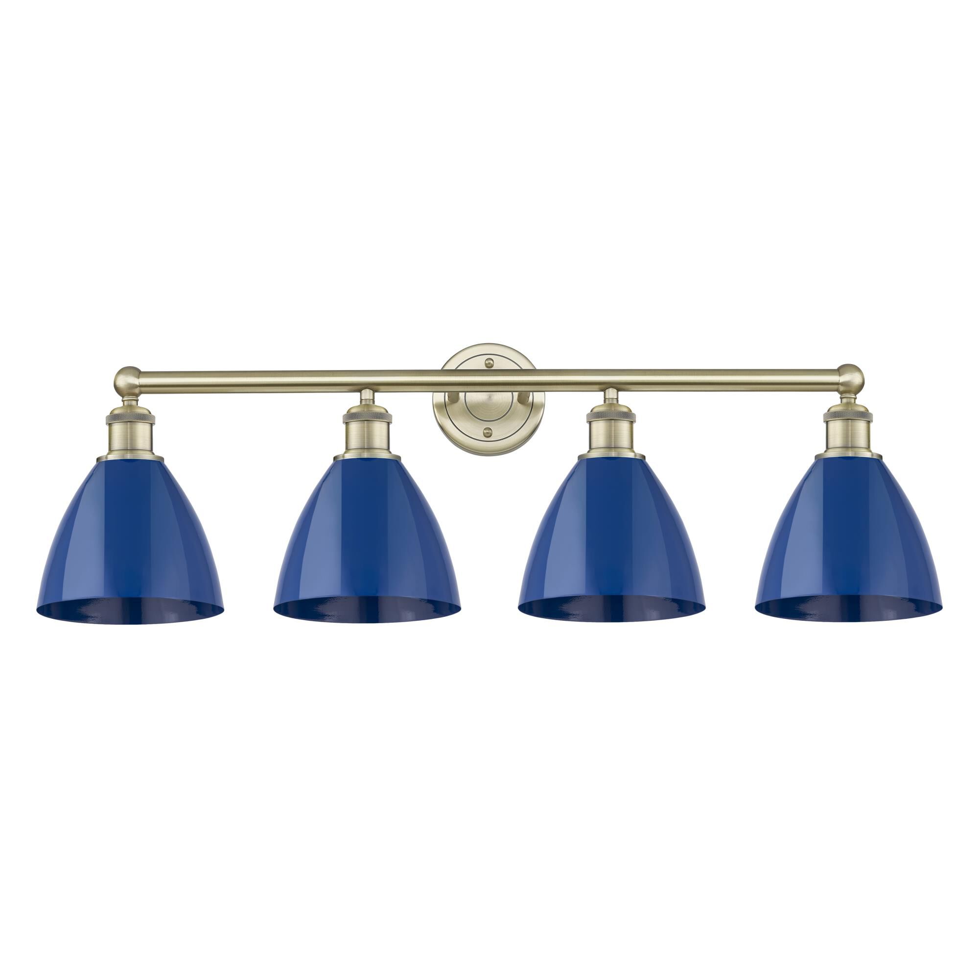 Shown in Antique Brass finish and Blue shade