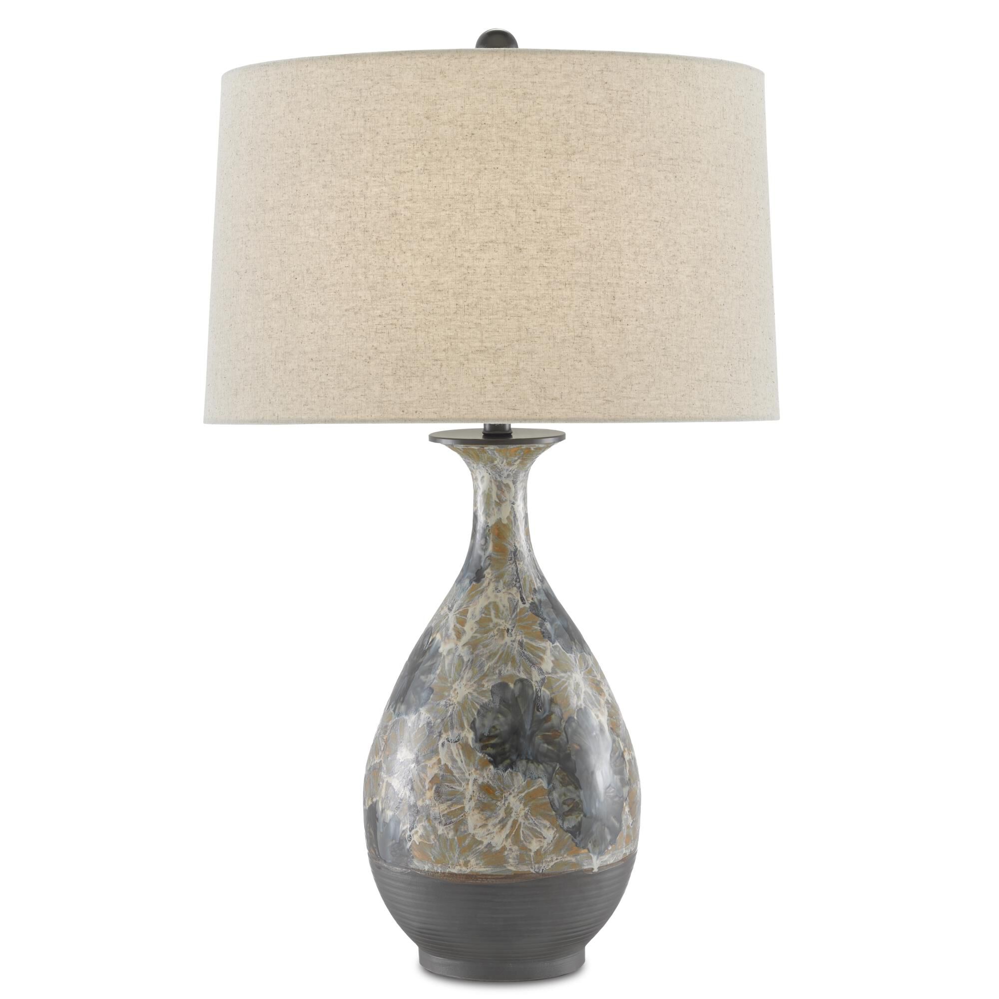 Shown in Cream/Blue/Brown finish and Natural Linen shade