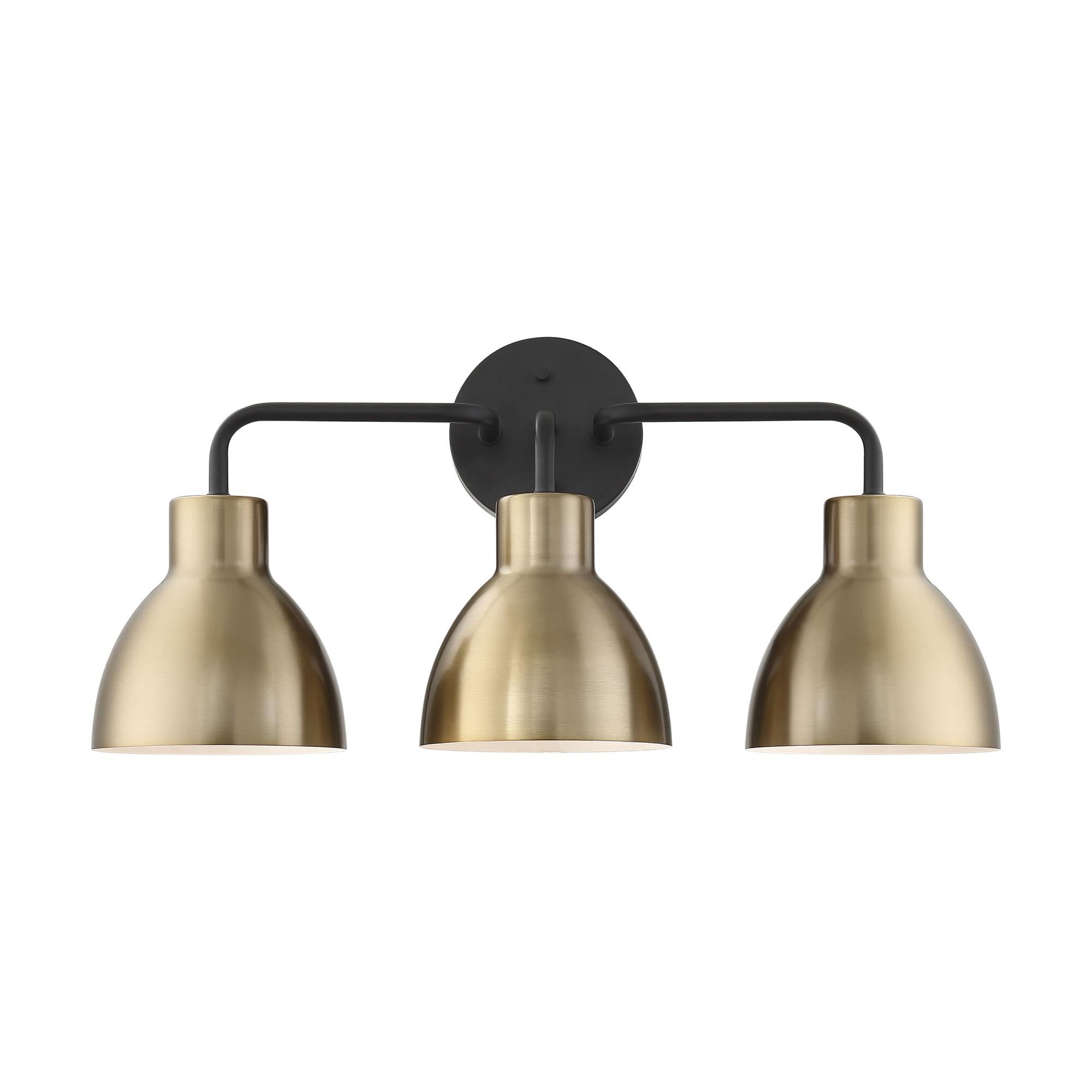 Shown in Matte Black finish and Burnished Brass Metal shade