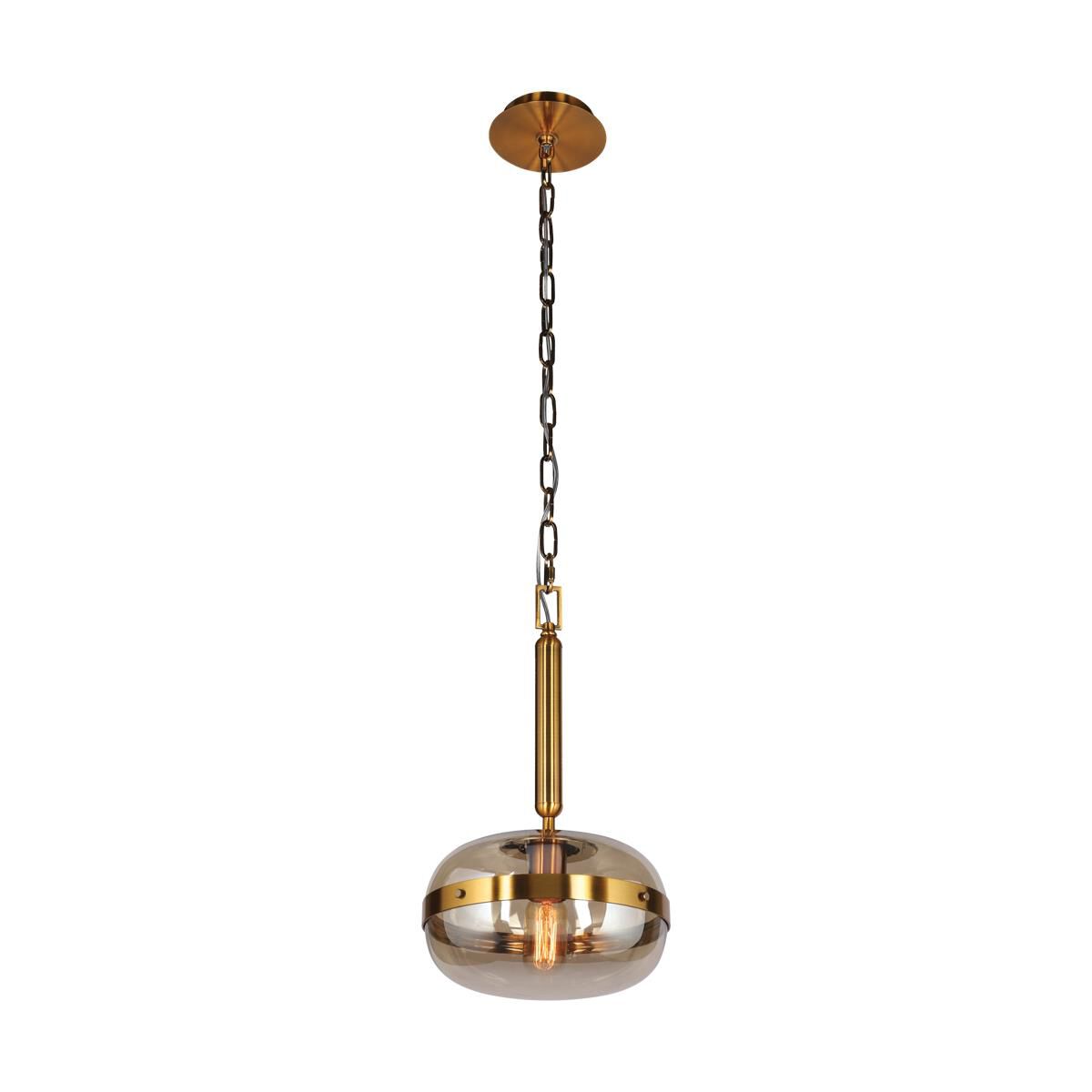 Shown in Ancient Brass finish and Champagne glass and Champagne shade
