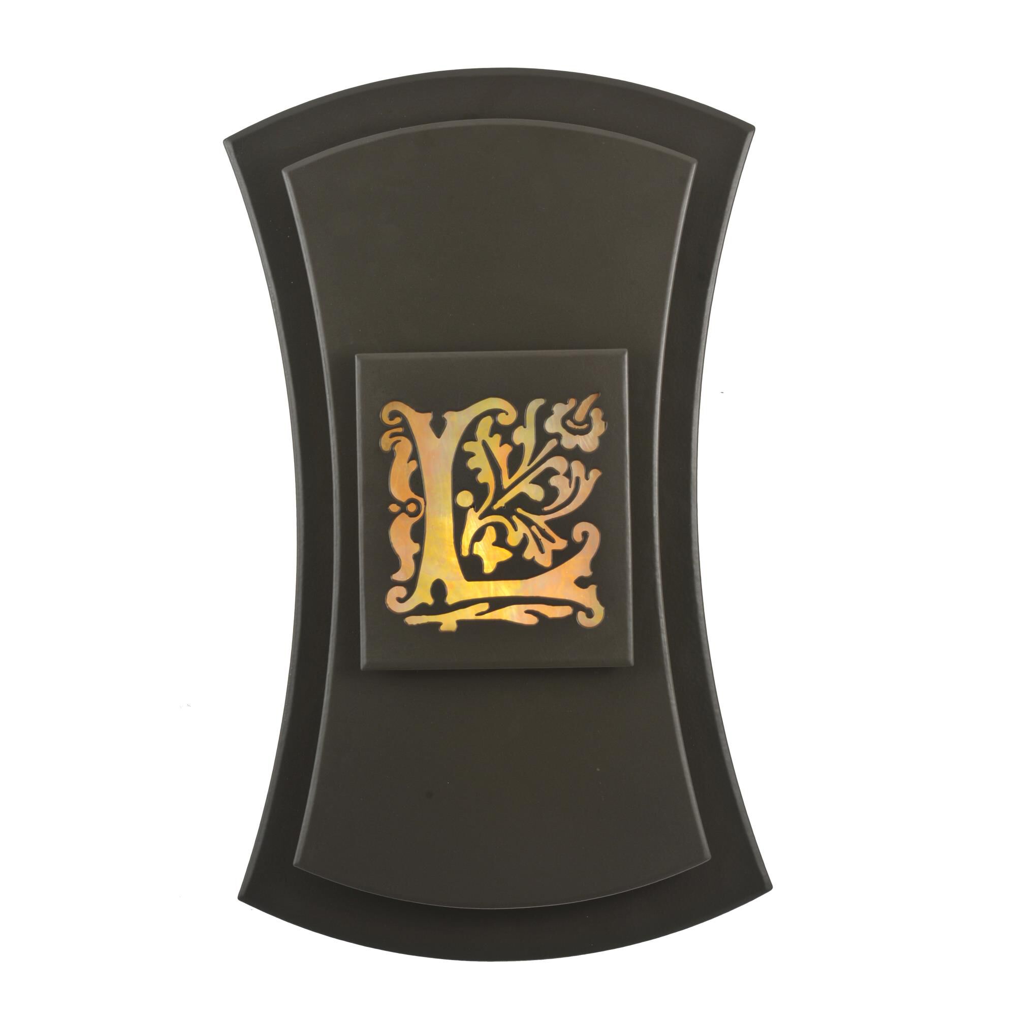 Shown in Timeless Bronze finish and Iridized Beige glass