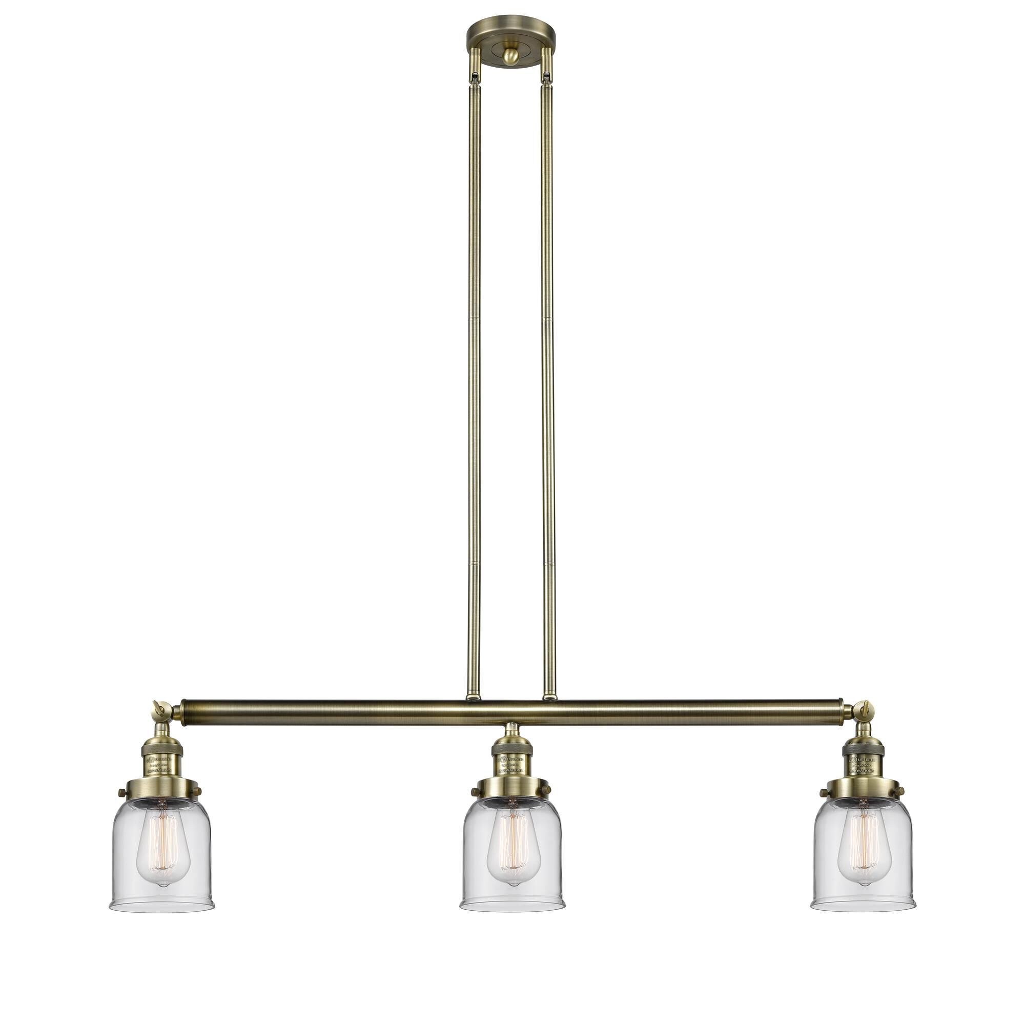 Shown in Antique Brass finish and Clear glass
