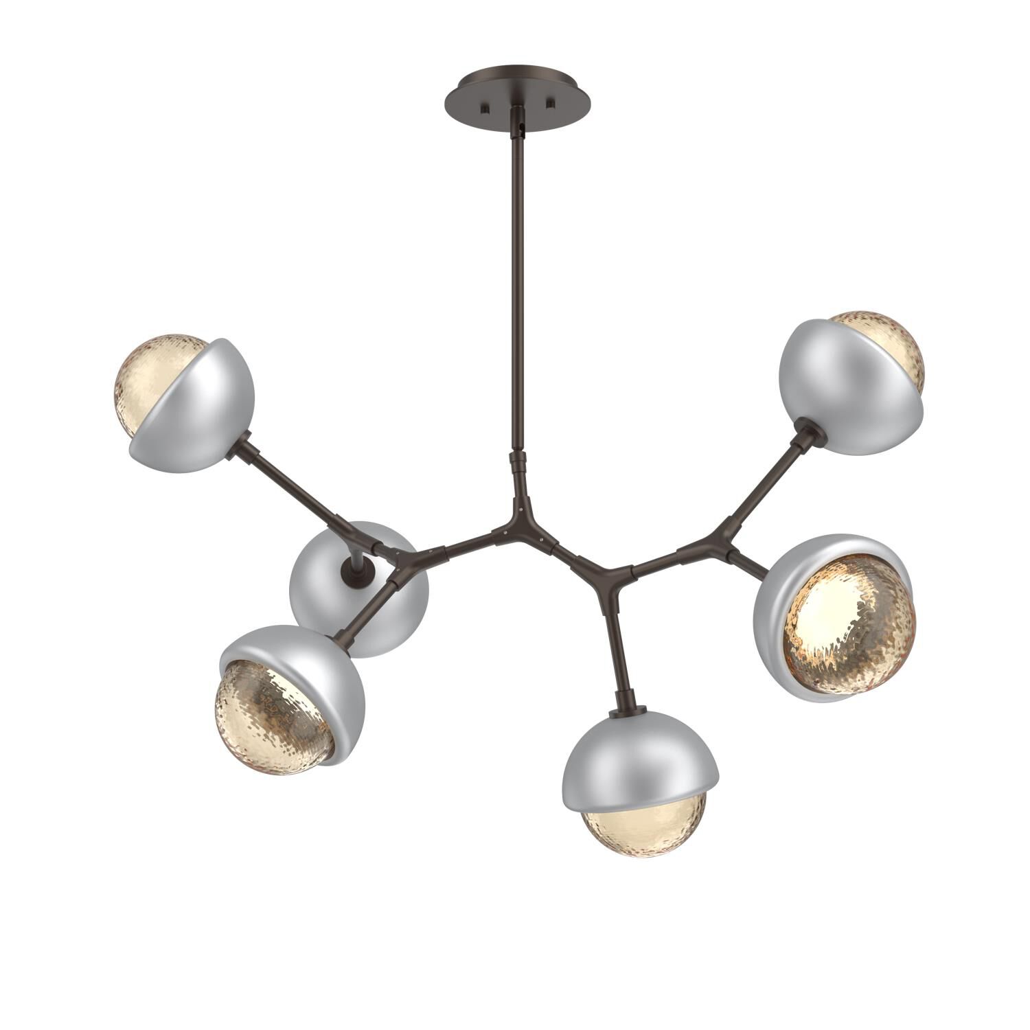 Shown in Flat Bronze finish and Amber glass and Classic Silver accent