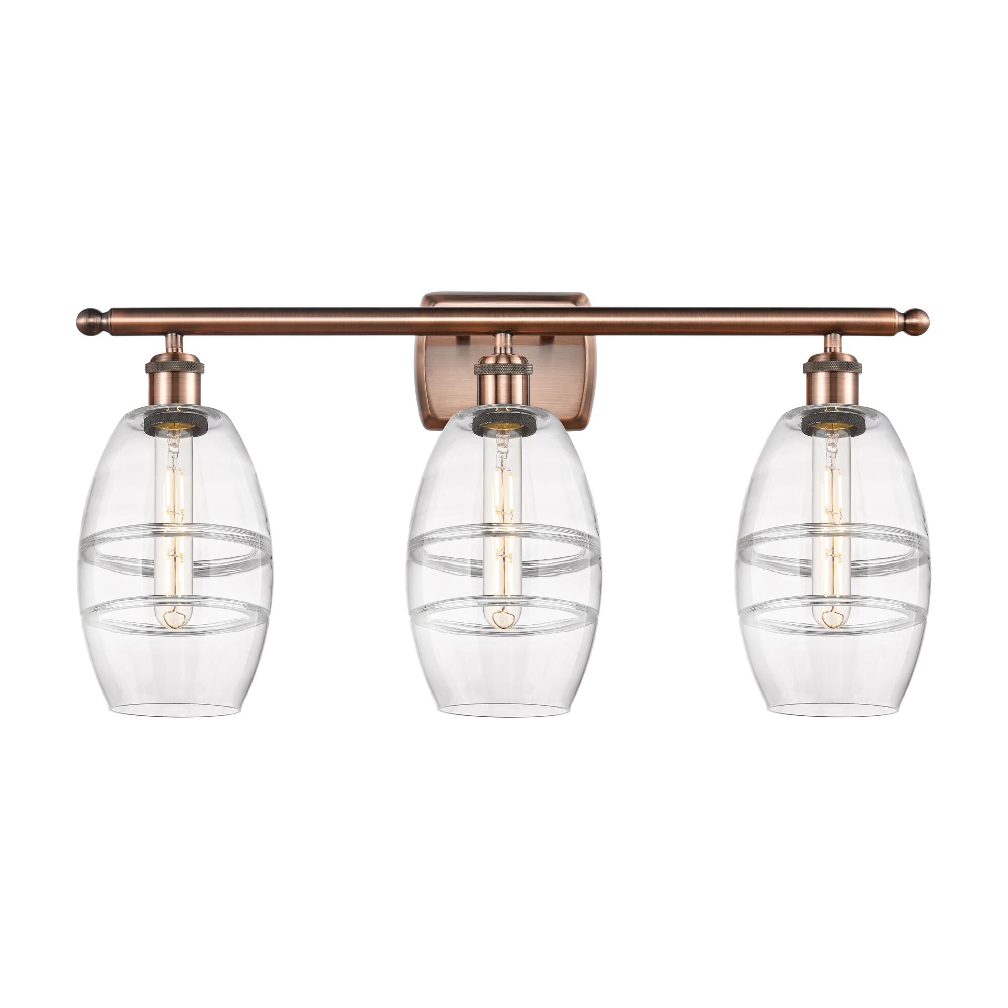 Shown in Antique Copper finish and Clear glass