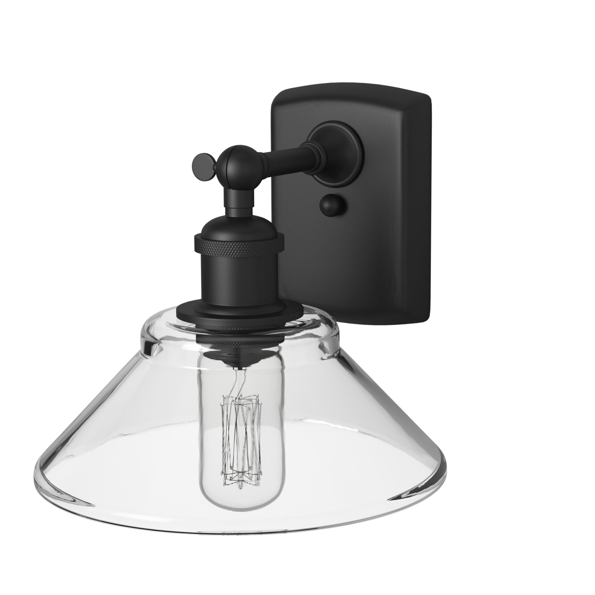 Shown in Matte Black finish and Clear glass