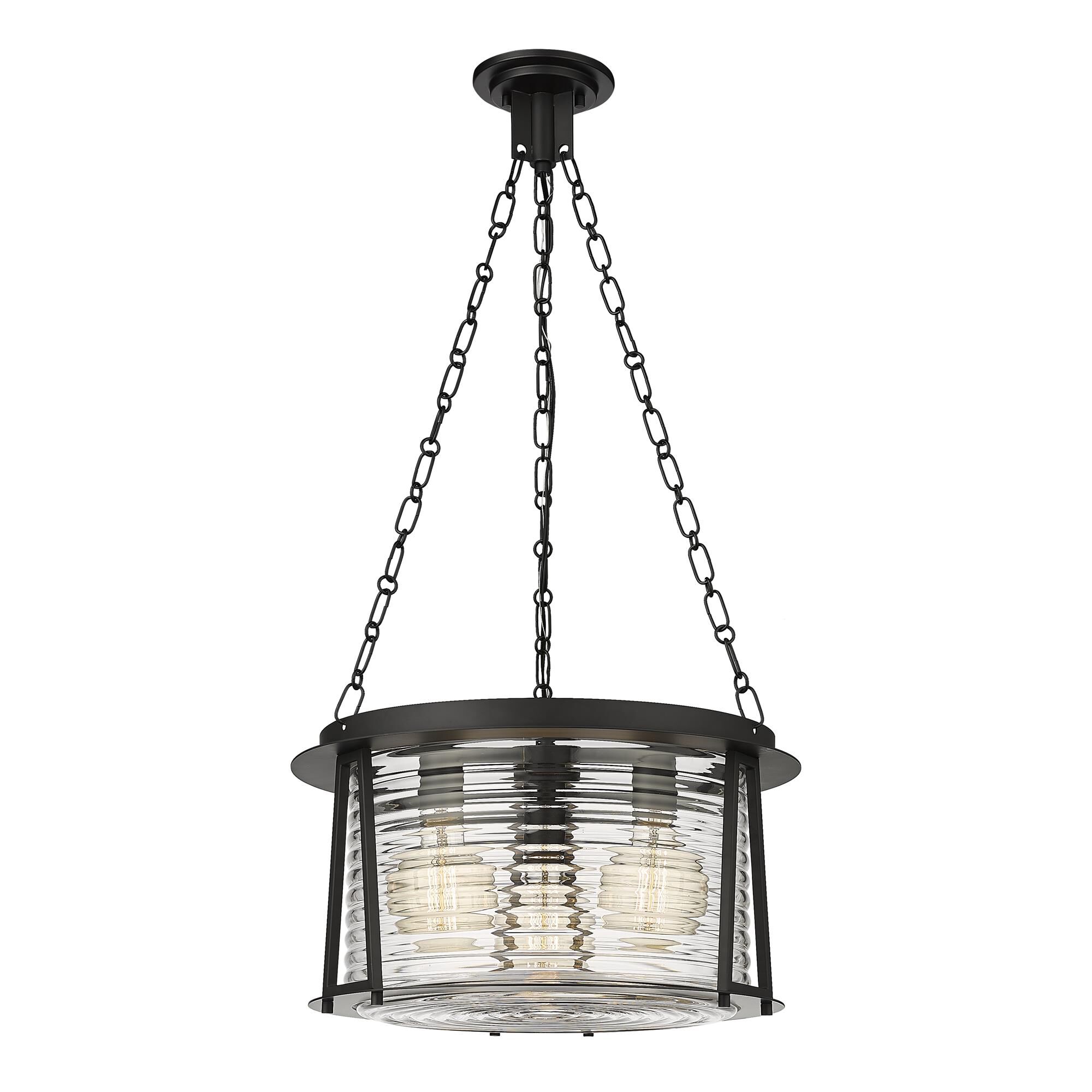 Shown in Matte Black finish and Water Hammered glass