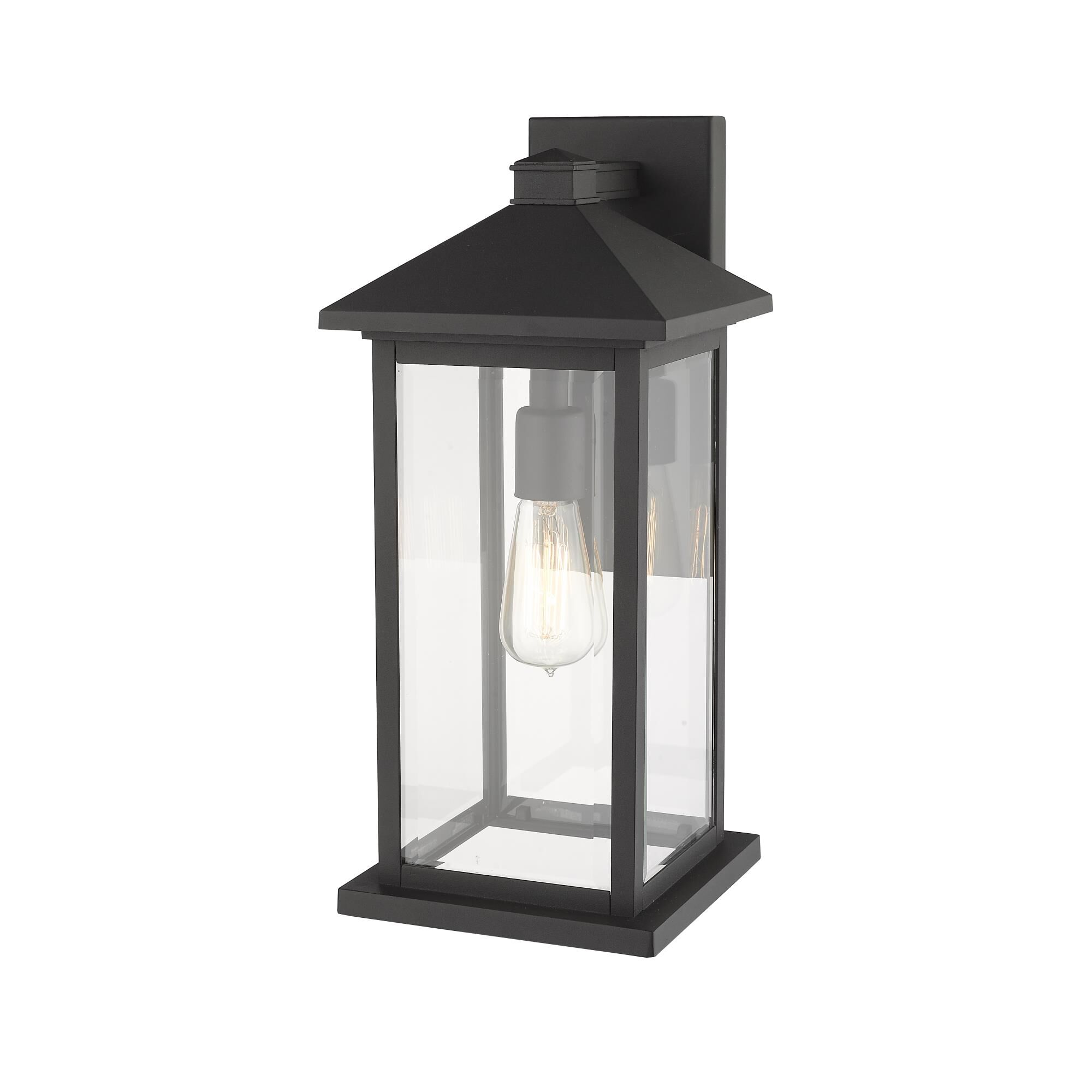 Shown in Black finish and Glass shade
