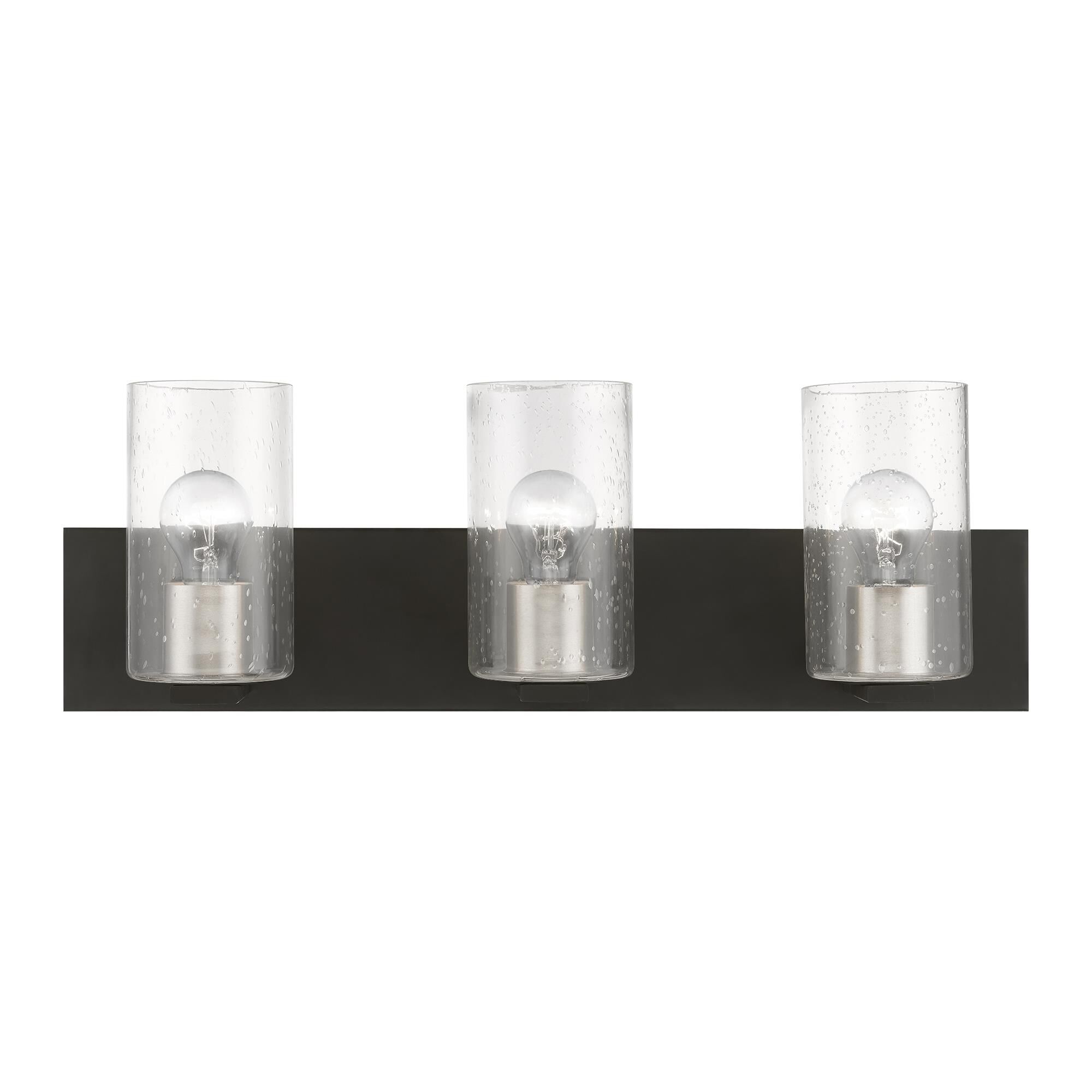 Shown in Black with Brushed Nickel Accents finish and Clear Seeded glass