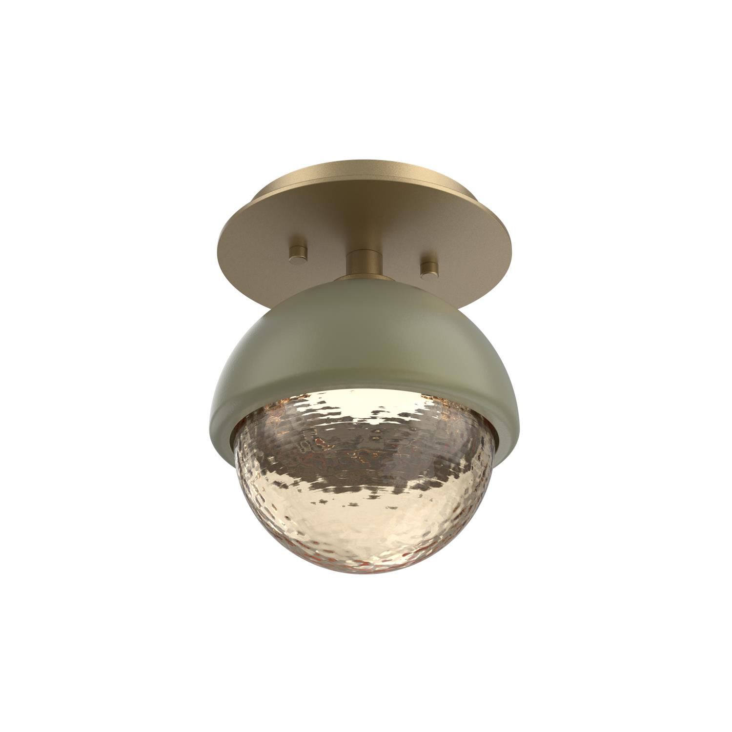 Shown in Gilded Brass finish and Amber glass and Sage Green accent
