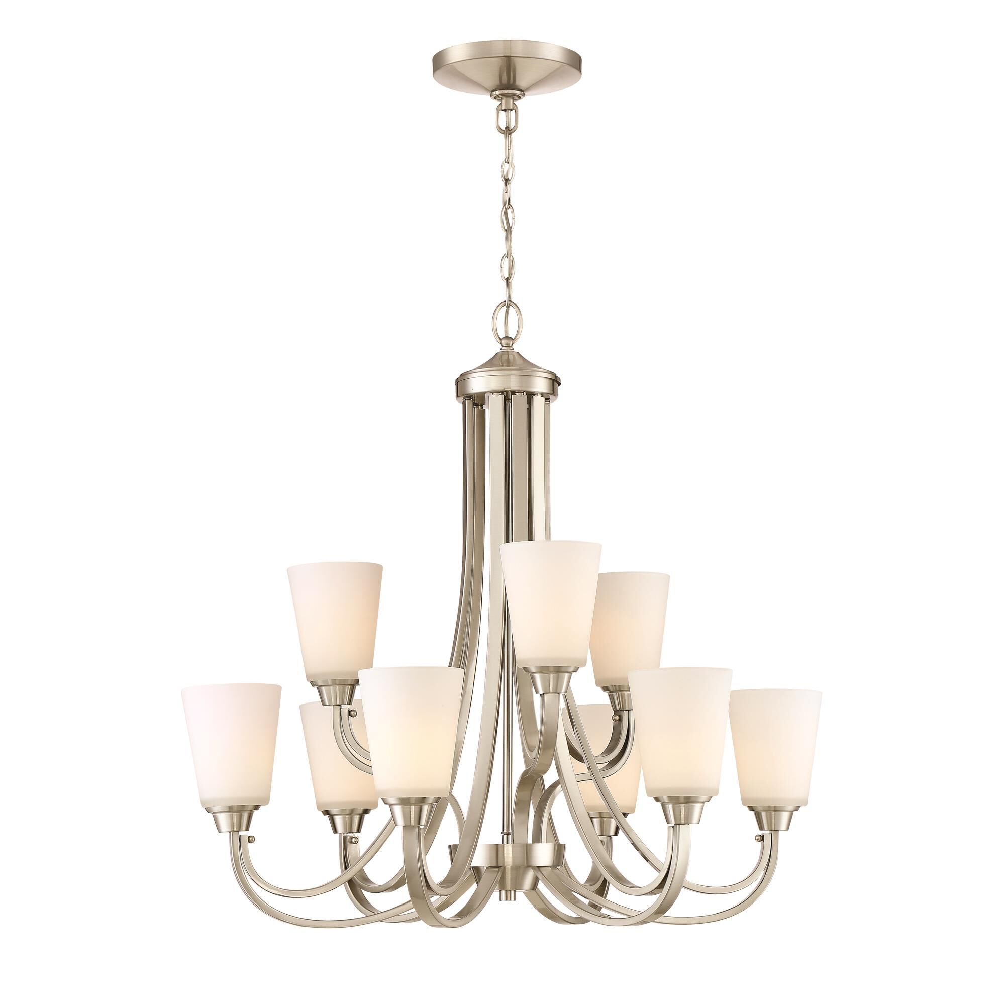 Shown in Brushed Polished Nickel finish and Yes glass and Yes shade