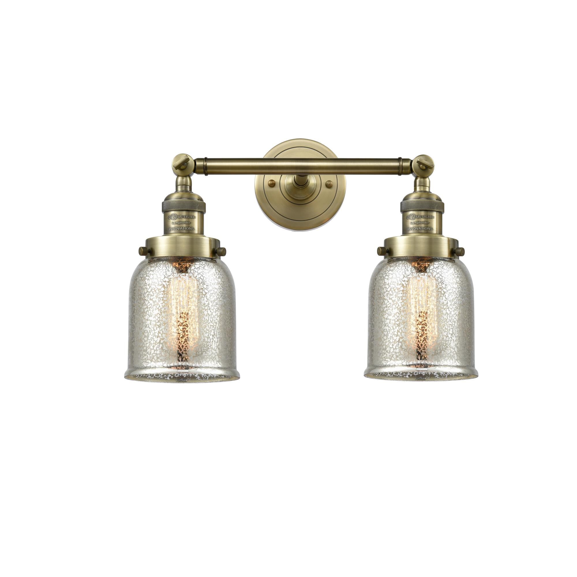 Shown in Antique Brass finish and Silver Mercury glass