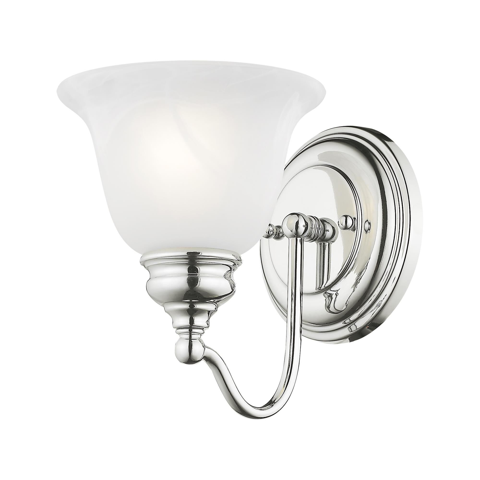 Shown in Chrome finish and White Alabaster glass