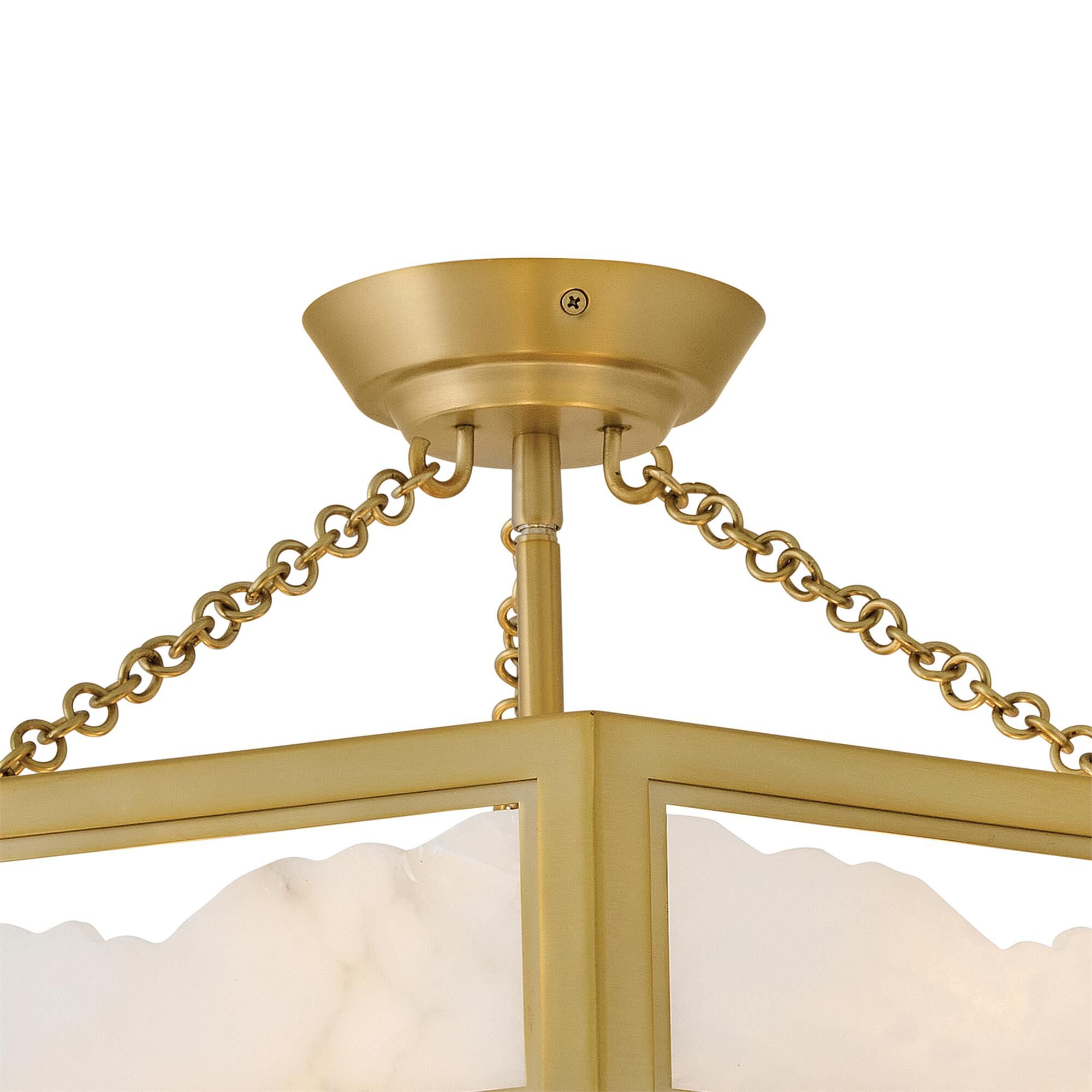 Shown in Lacquered Brass finish and Alabaster glass