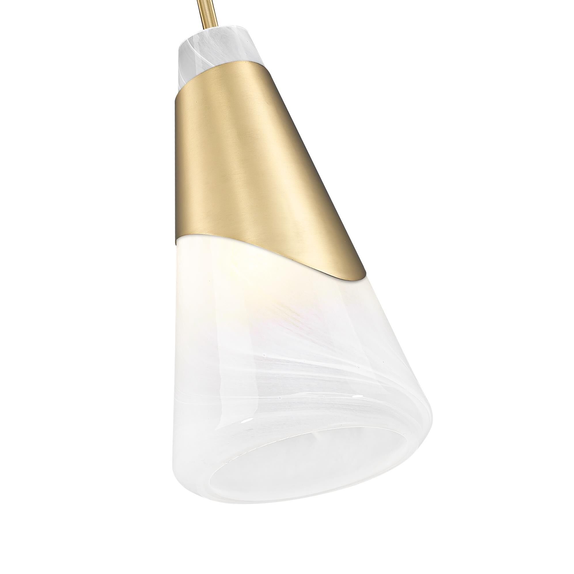 Shown in Modern Gold finish and White Swirl glass and White Swirl shade