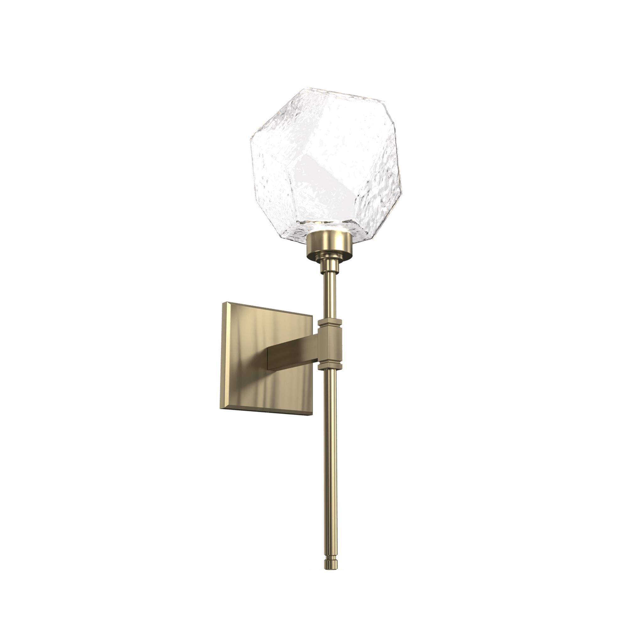 Shown in Novel Brass finish and Clear glass