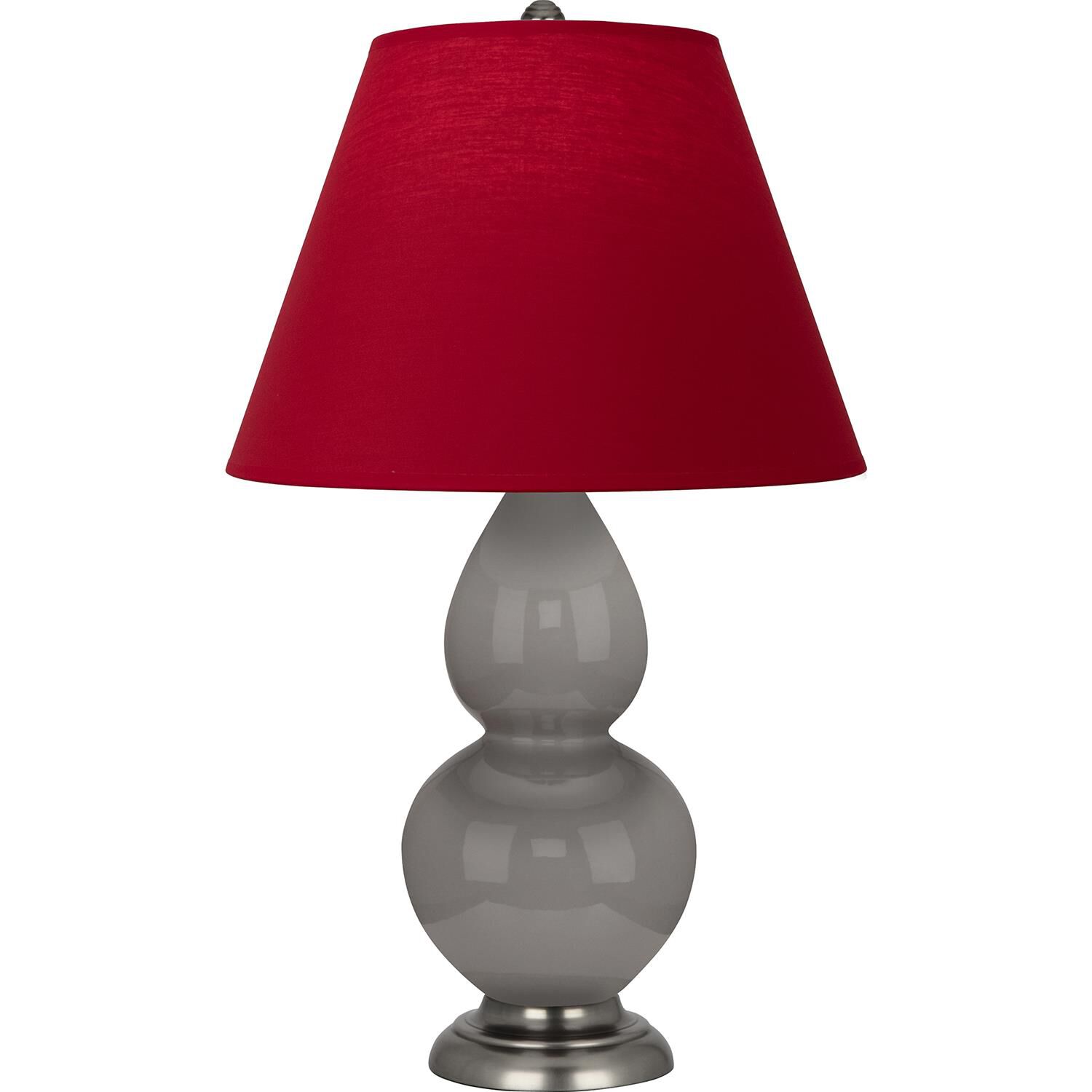 Shown in Smokey Taupe finish and Black and Red shade and Antique Silver accent