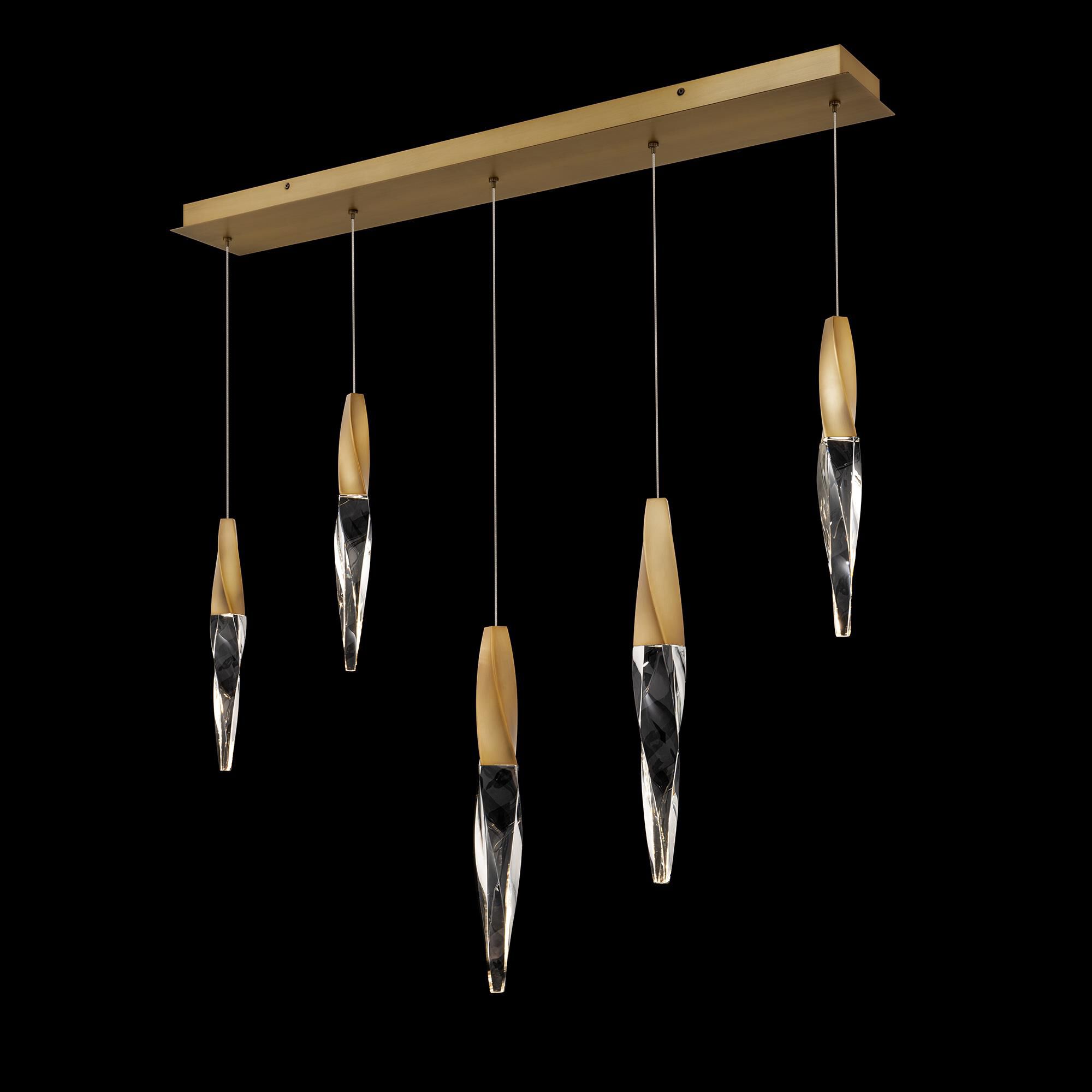 Shown in Aged Brass finish and Optic Crystal crystal