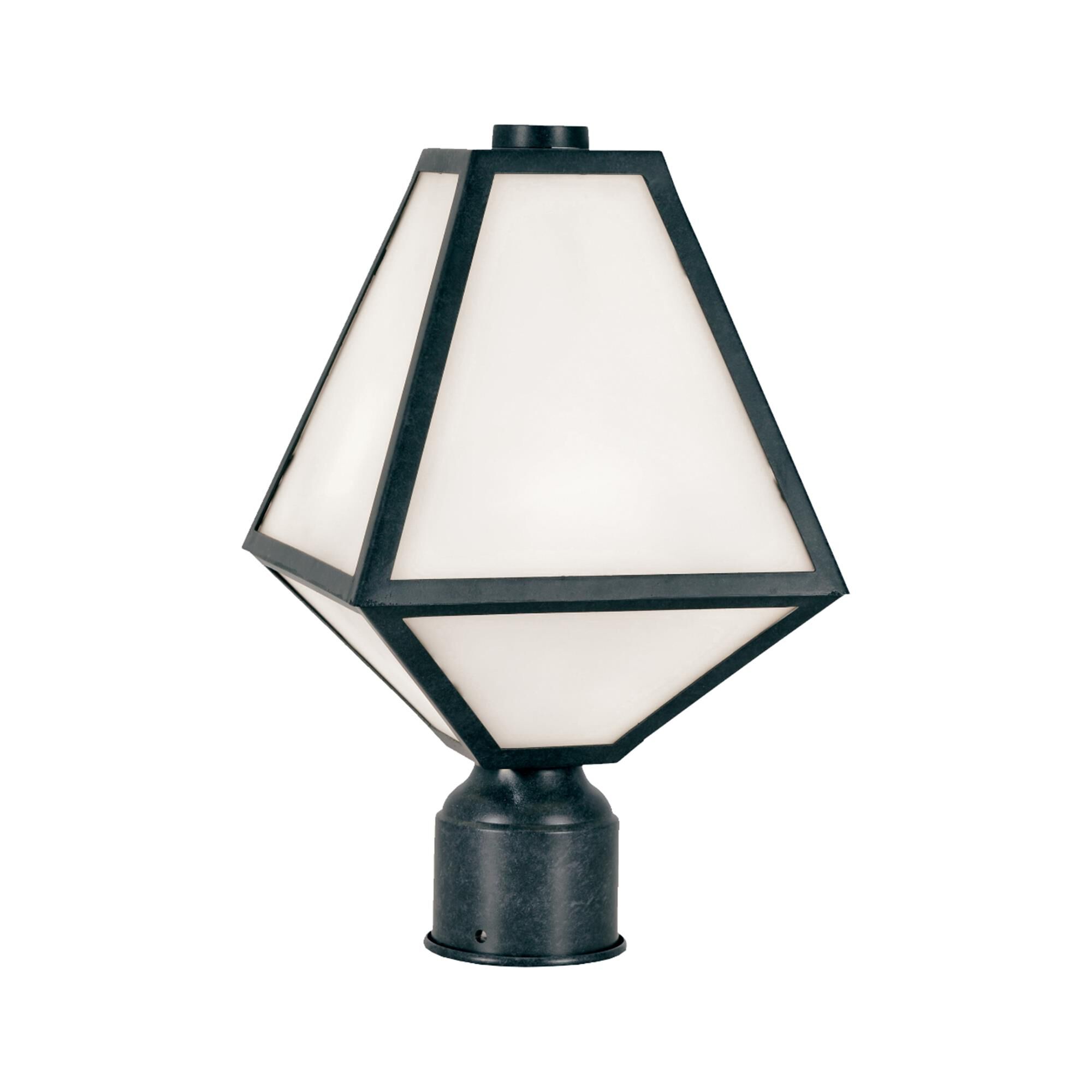 Shown in Black Charcoal finish and White Opal  Panel glass and White Opal Glass Panel shade