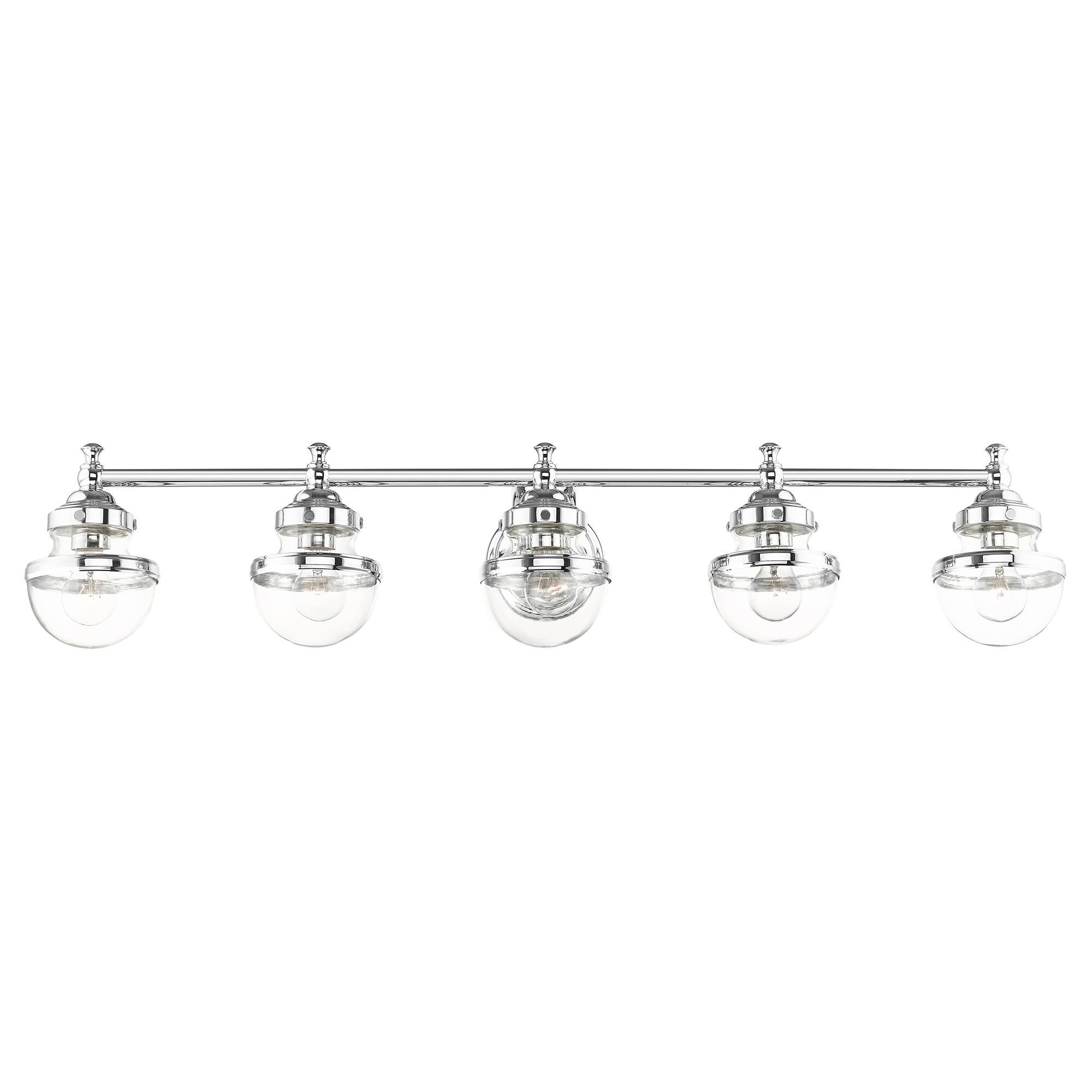 Shown in Polished Chrome finish and Hand Blown Clear glass and Hand Blown Clear Glass shade