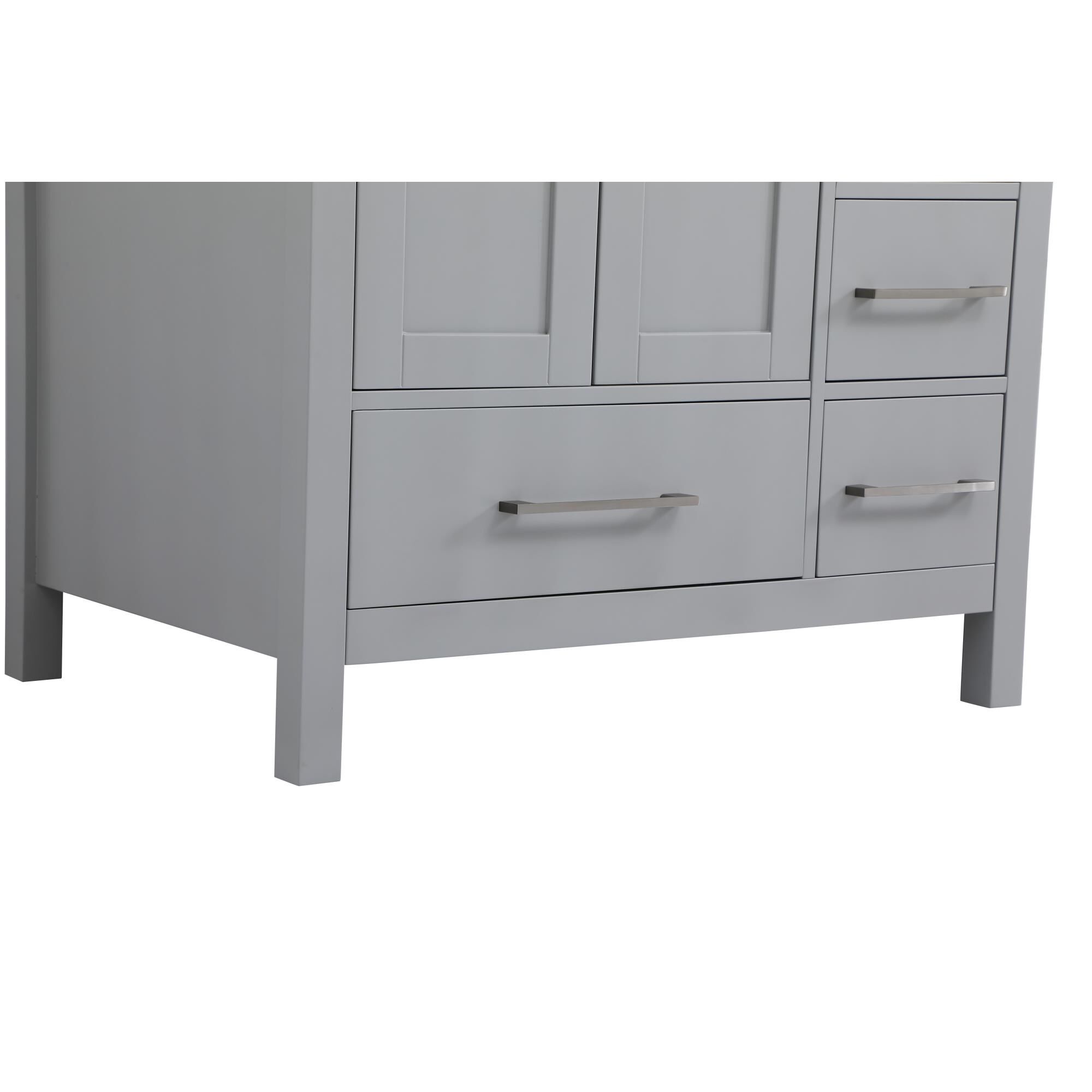 Shown in Gray And Brushed Nickel With Carrara White Marble finish