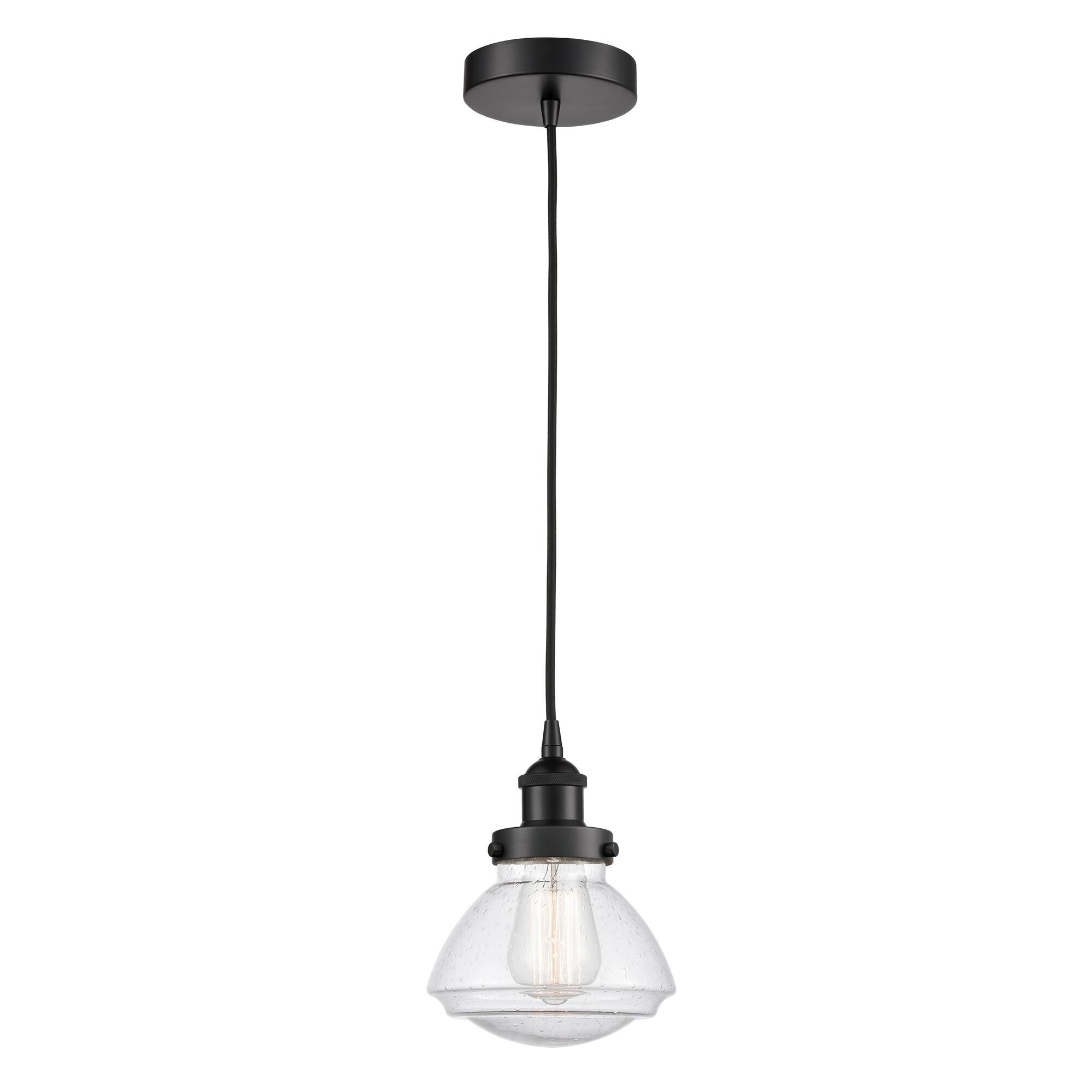 Shown in Matte Black finish and Seedy Olean glass