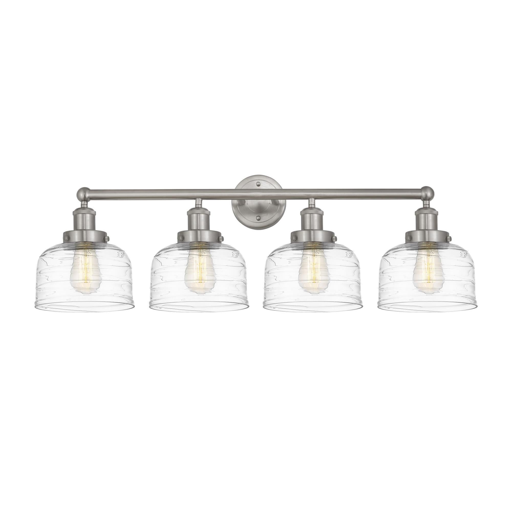 Shown in Brushed Satin Nickel, Plated Smoke finish and Plated Smoke glass and Plated Smoke Glass shade