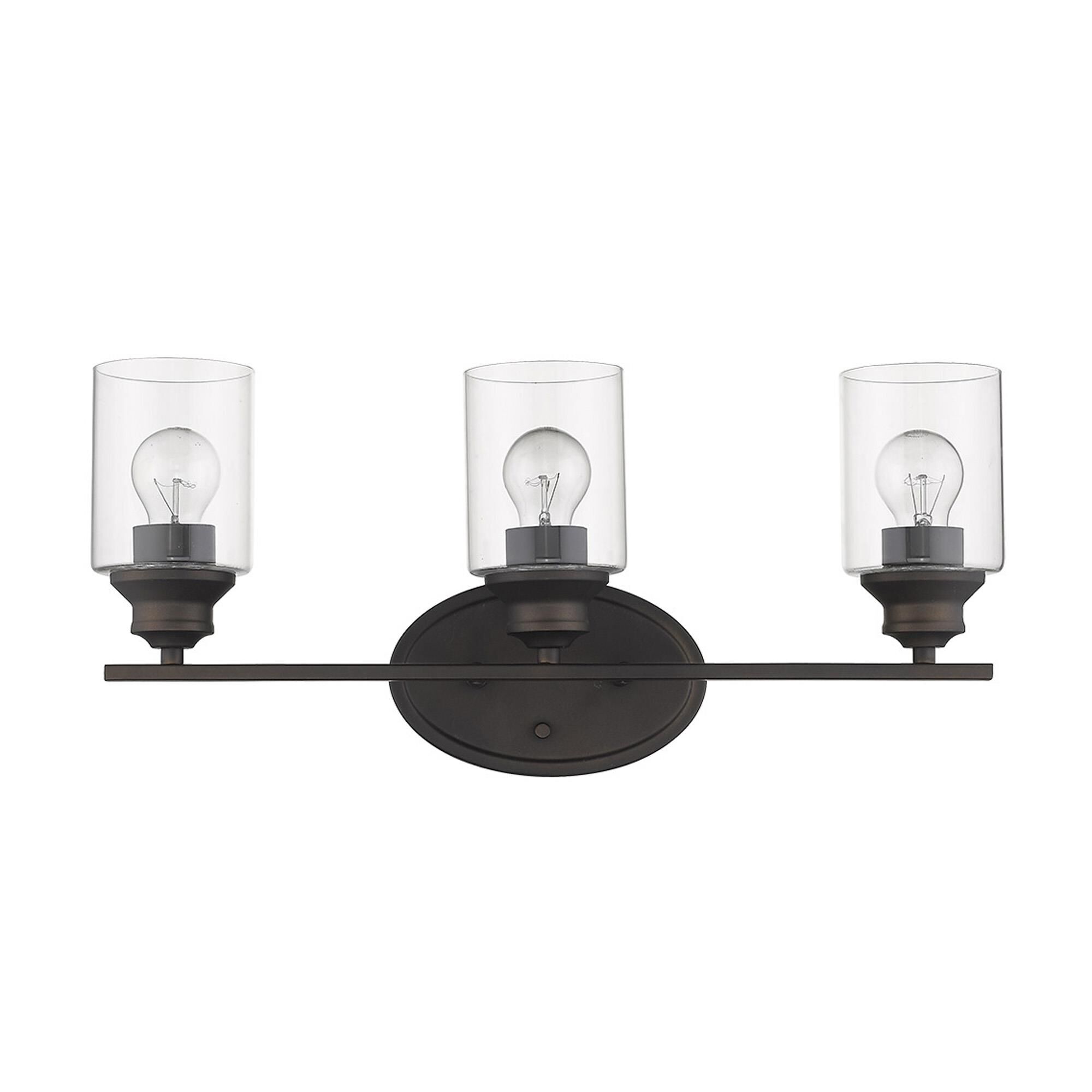 Shown in Oil-Rubbed Bronze finish and Clear glass and Clear, Cylindrical Glass s shade