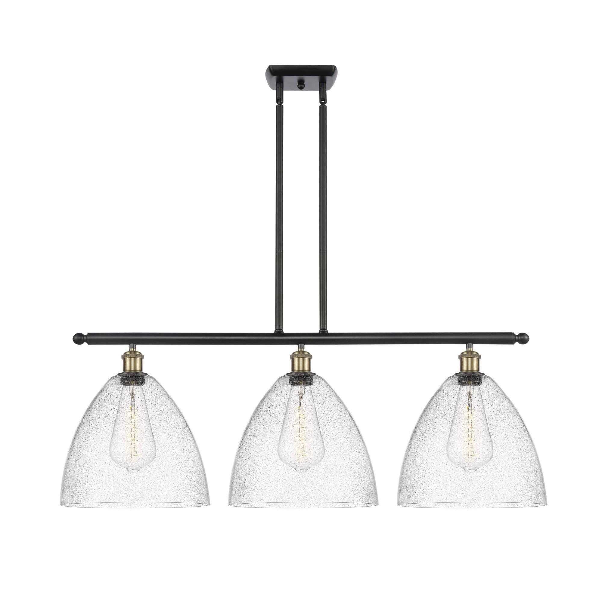 Shown in Black Antique Brass finish and Seedy Ballston Dome glass and No Shade shade