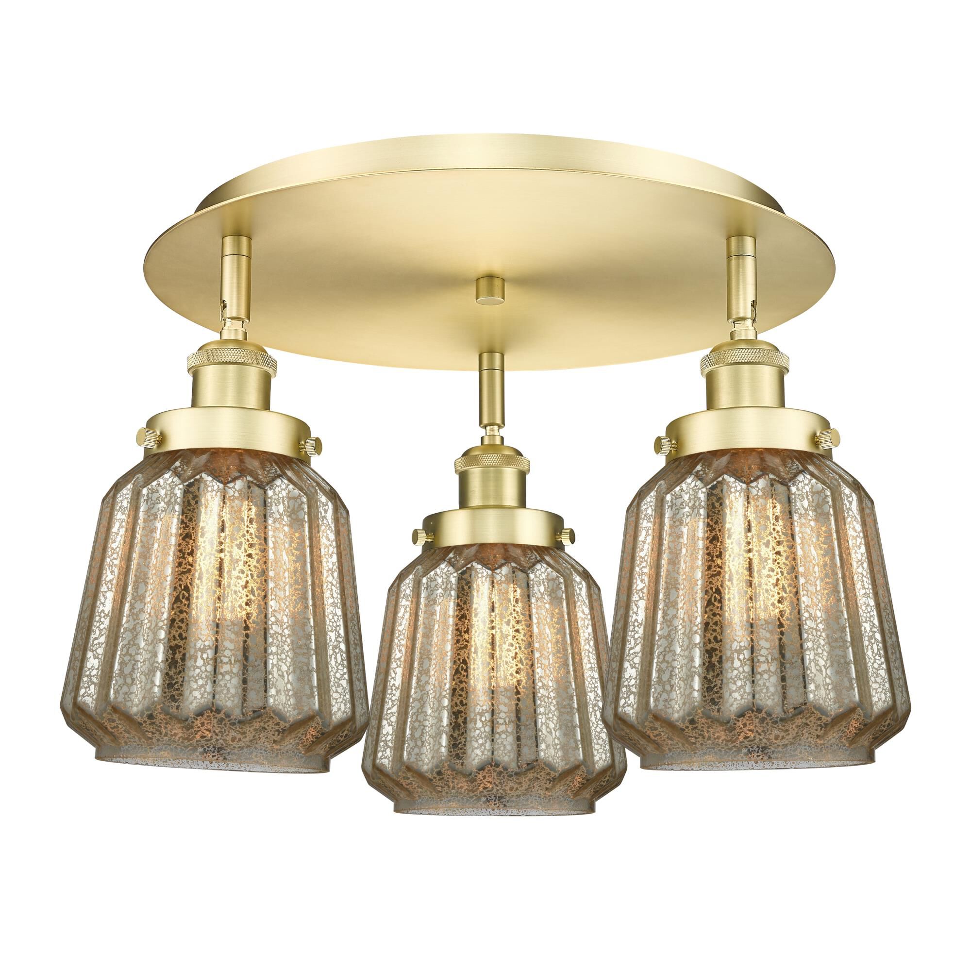 Shown in Satin Gold finish and Mercury glass