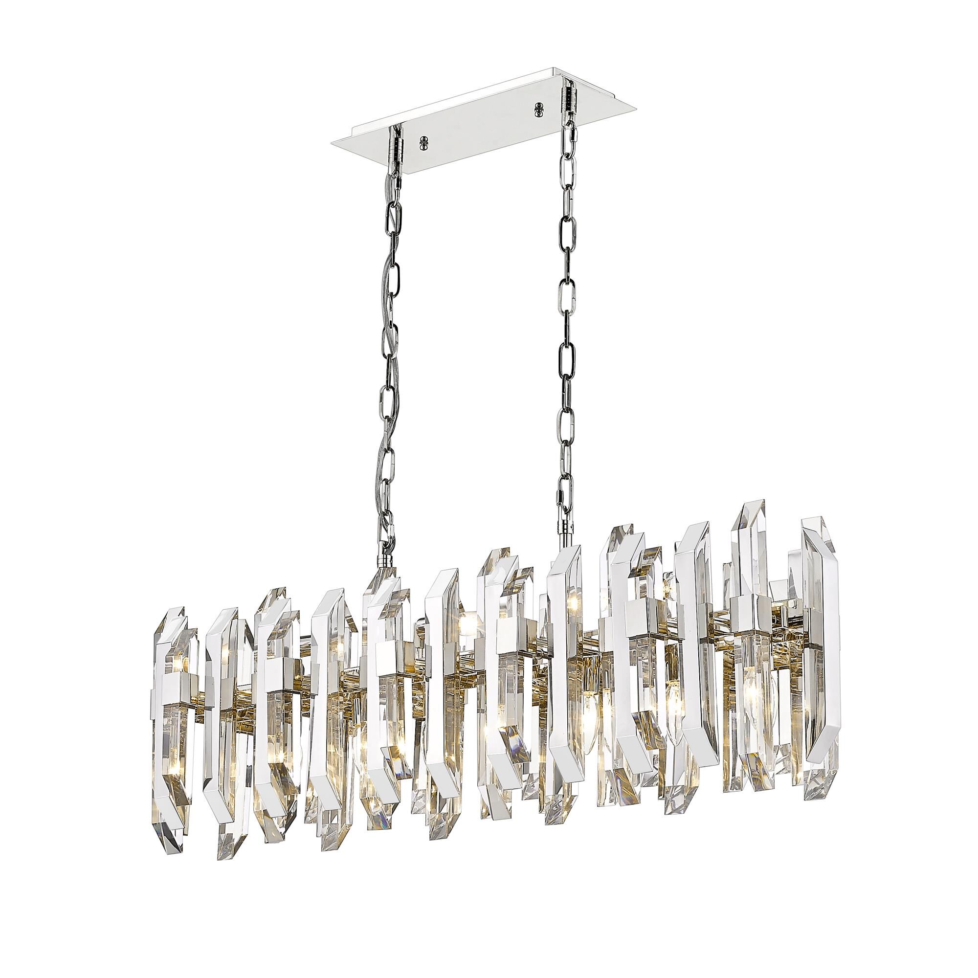 Shown in Polished Nickel finish and Crystal glass and Crystal shade