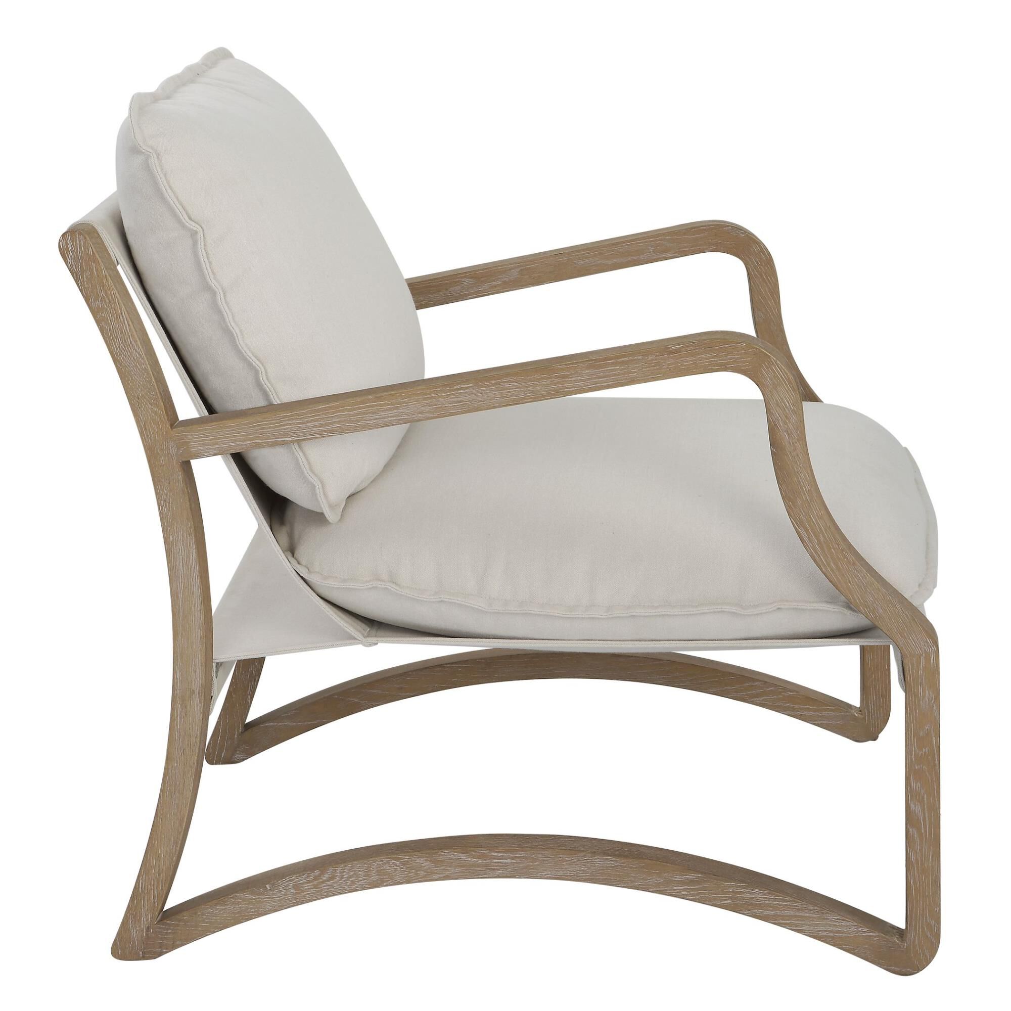 Shown in Modern Yet Casual, This Stylish Accent Chair Boasts A Sculptural Open Frame Made From Solid Oak In A finish