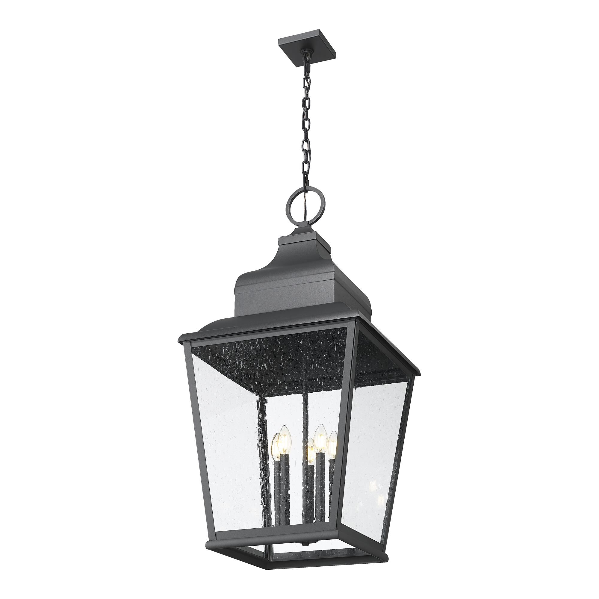 Shown in Sand Black finish and Clear Seedy glass