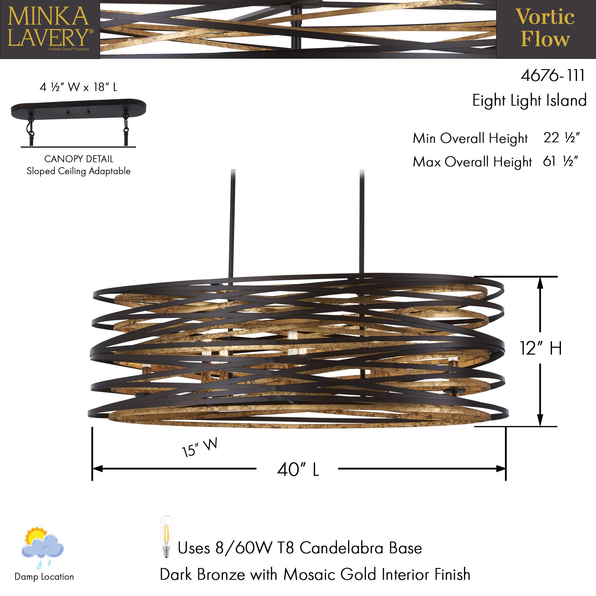 Shown in Dark Bronze with Mosaic Gold finish