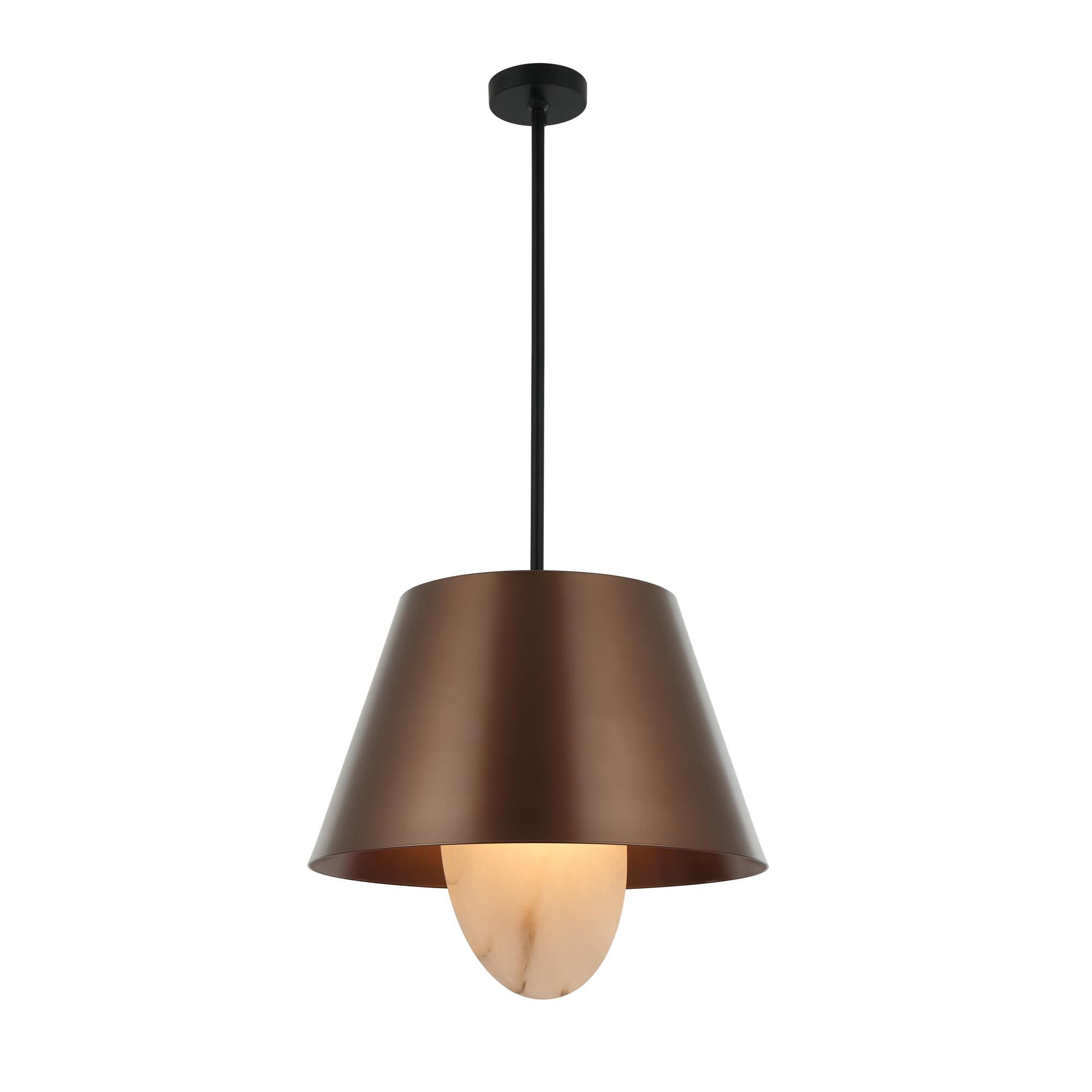 Shown in Bronze and Black finish and Bronze, Brown and  Spanish Alabaster shade