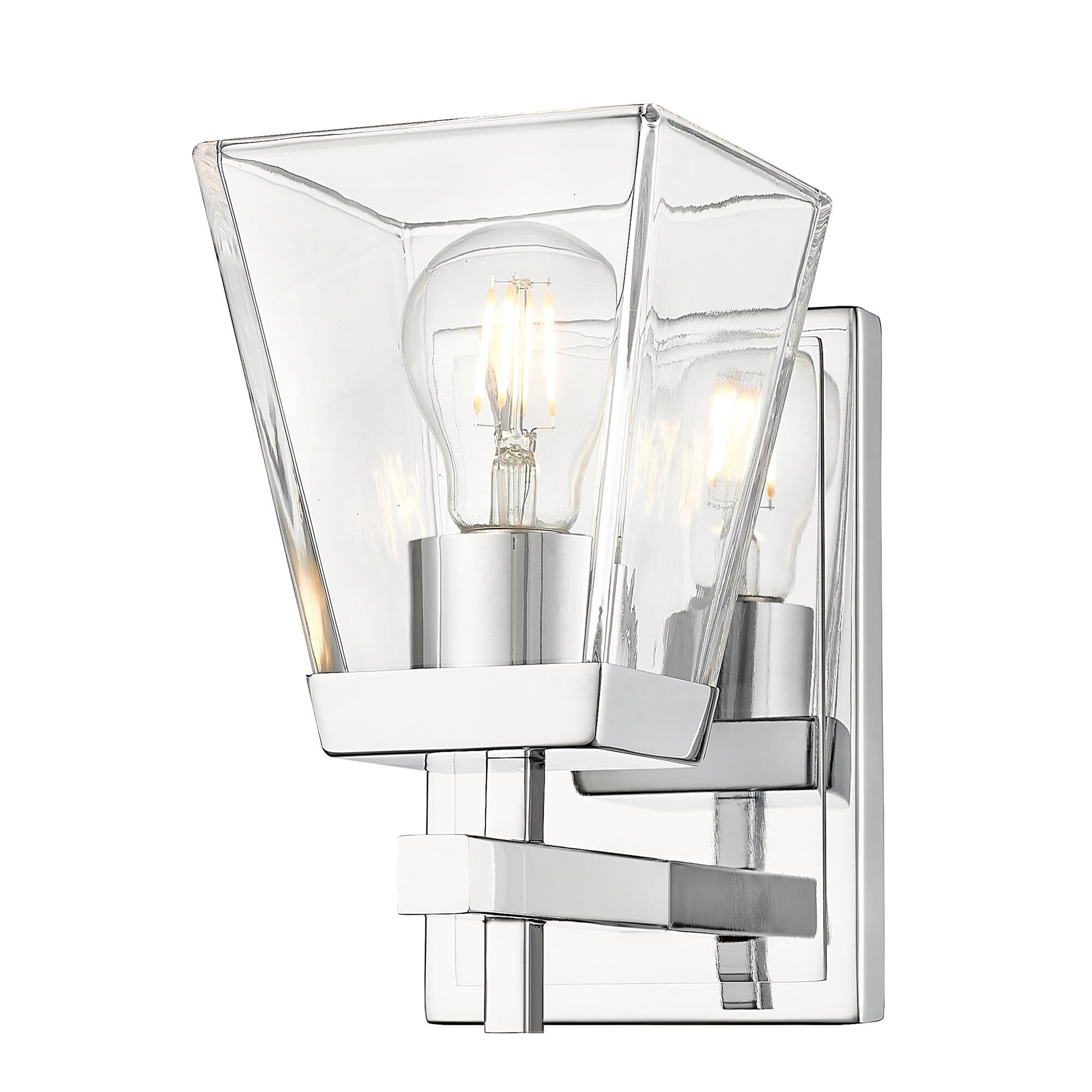 Shown in Chrome finish and Clear glass