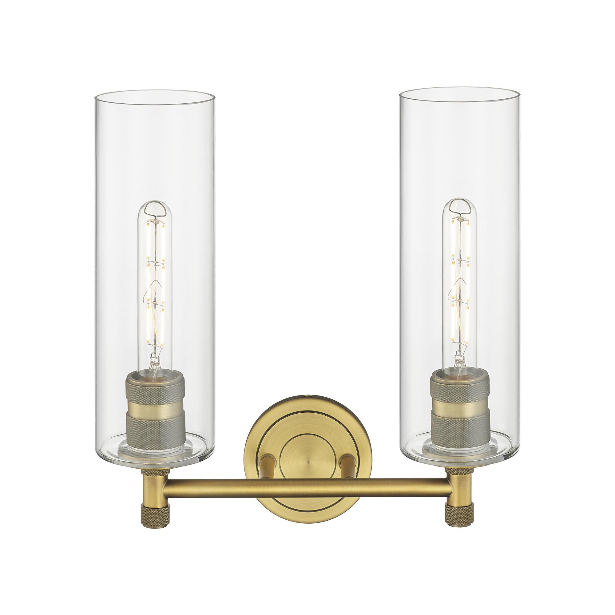 Shown in Brushed Brass finish and Clear glass