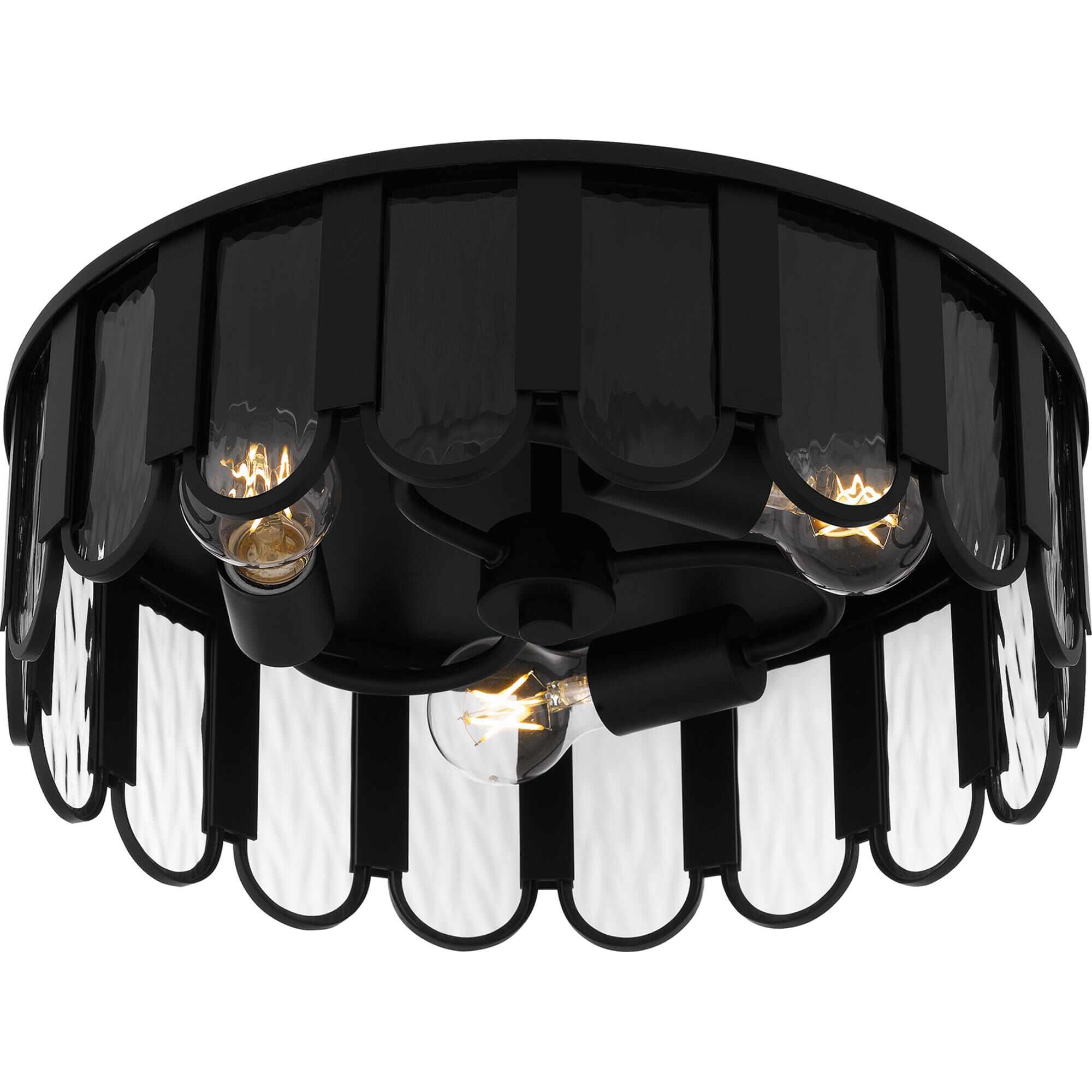 Shown in Matte Black finish and Clear Glacier Glass shade
