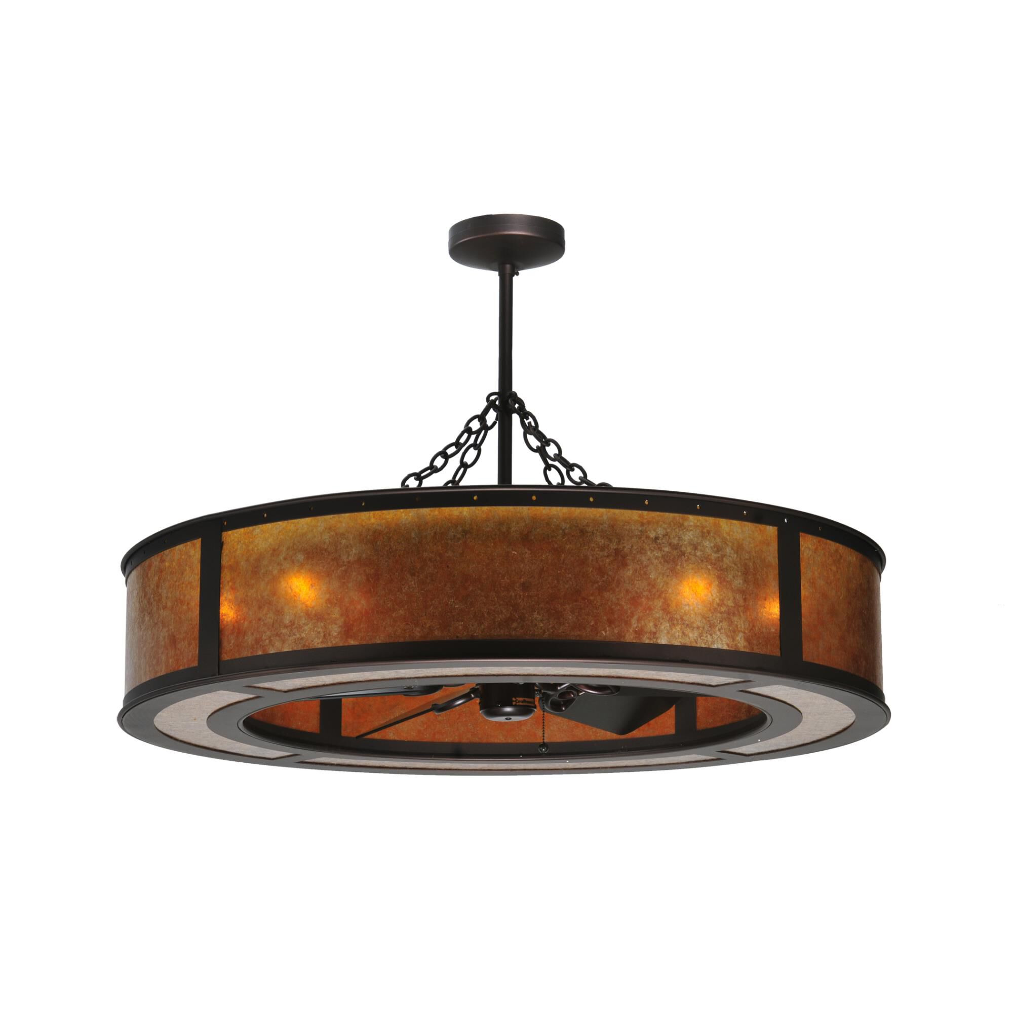 Smythe Craftsman Amber Mica 44 Inch Chandelier Ceiling Fan by Meyda Lighting