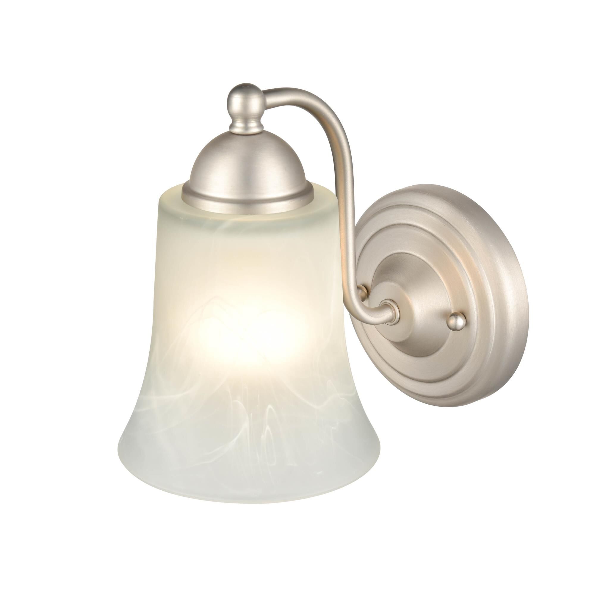Shown in Satin Nickel finish and Faux Alabaster glass