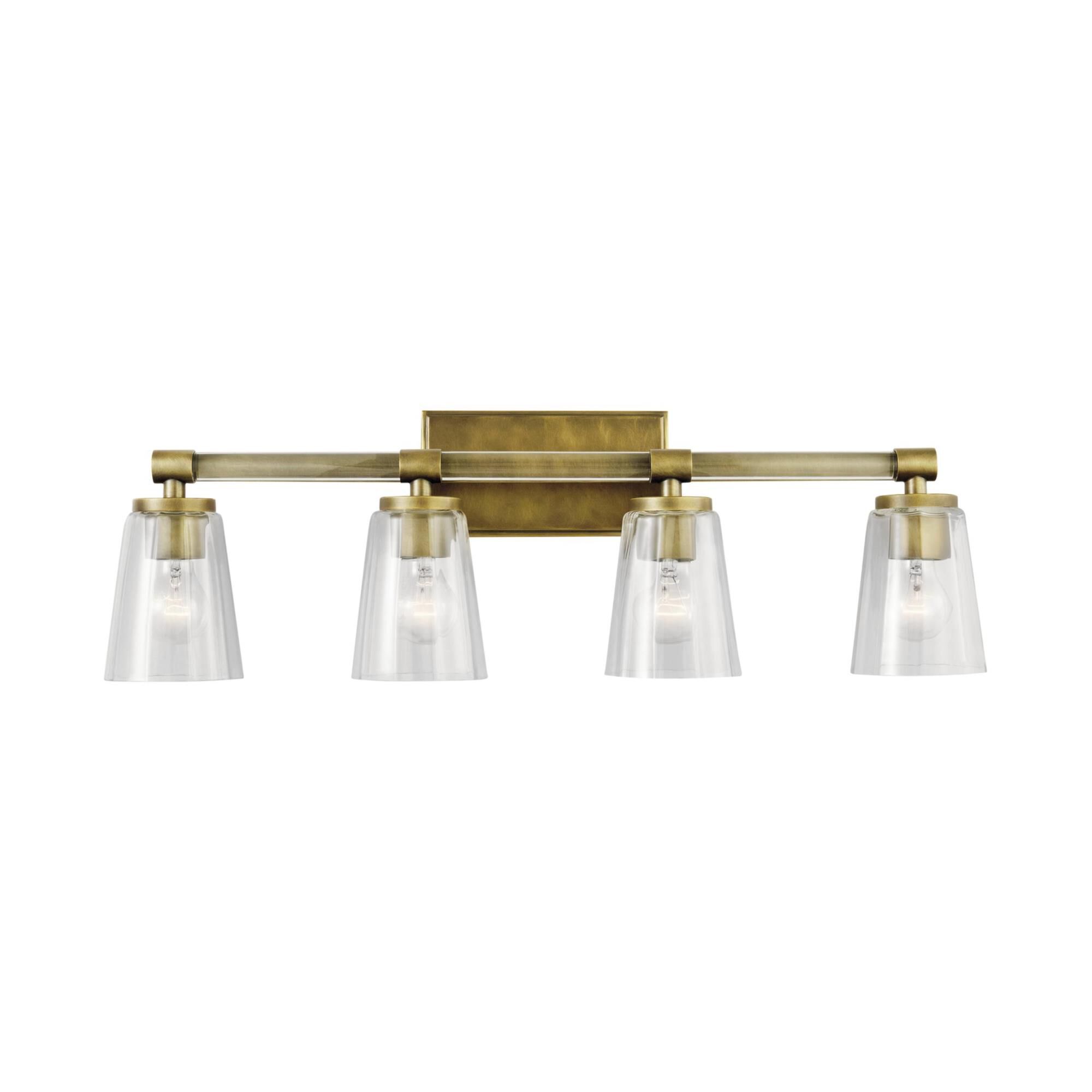 Shown in Natural Brass finish and Clear Optic glass