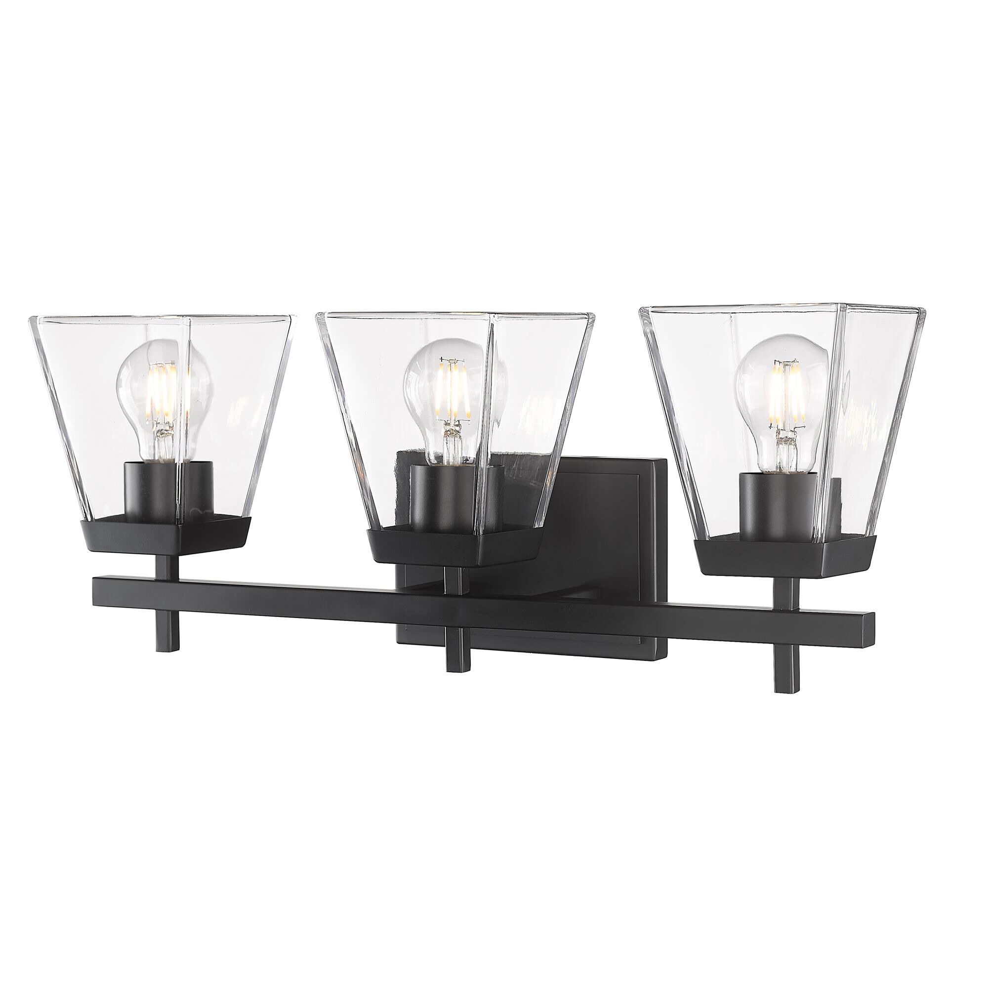 Shown in Matte Black finish and Clear glass