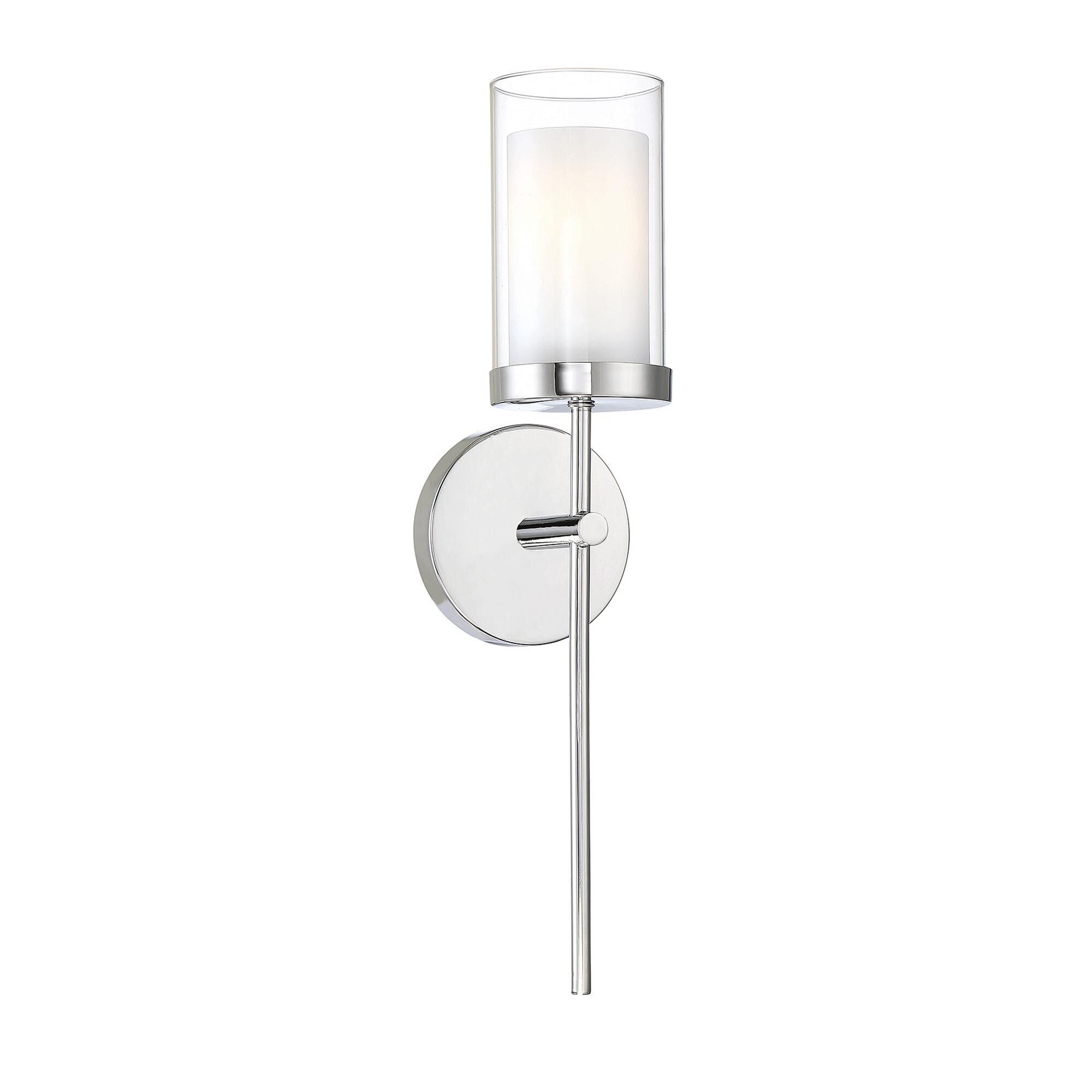 Shown in Chrome finish and Outer Clear, Inner: White Opal Etched glass