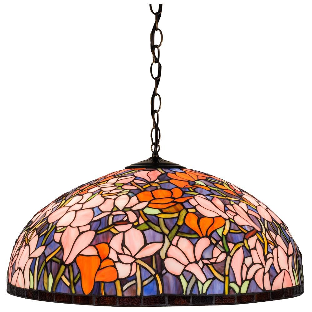 Shown in Mahogany Bronze finish and Plum Pink-Apricot-Dusky Azure glass