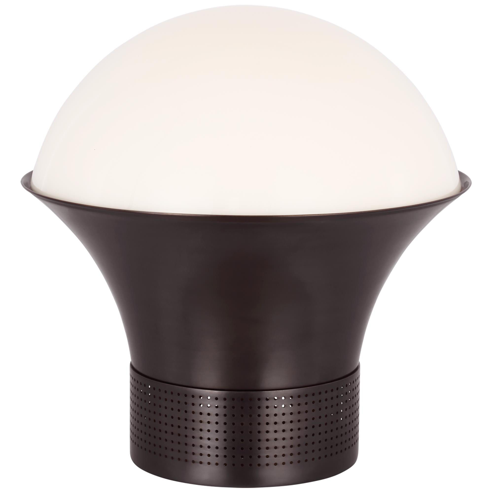 Shown in Bronze finish and White glass