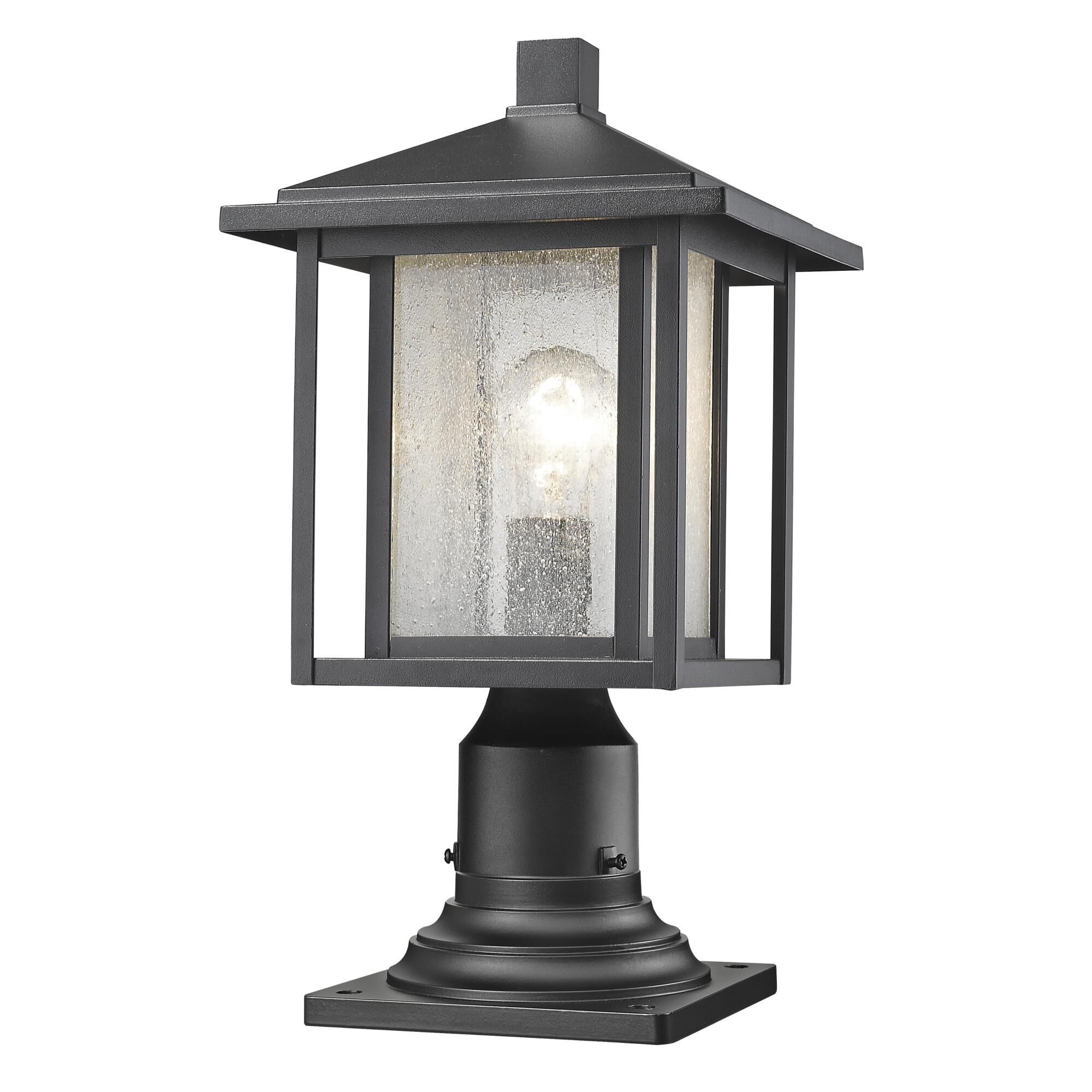 Shown in Black finish and Glass shade