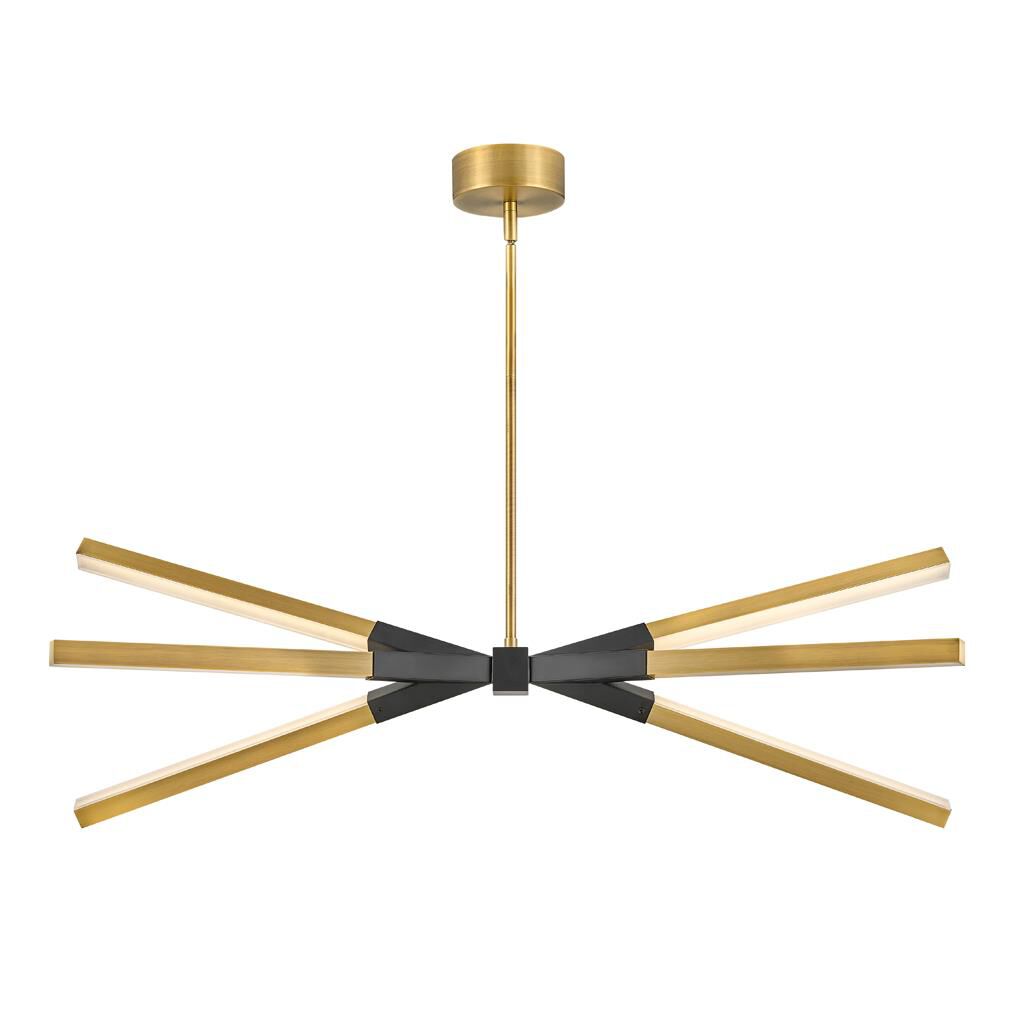 Shown in Lacquered Brass with Black Accents finish and Etched Acrylic glass