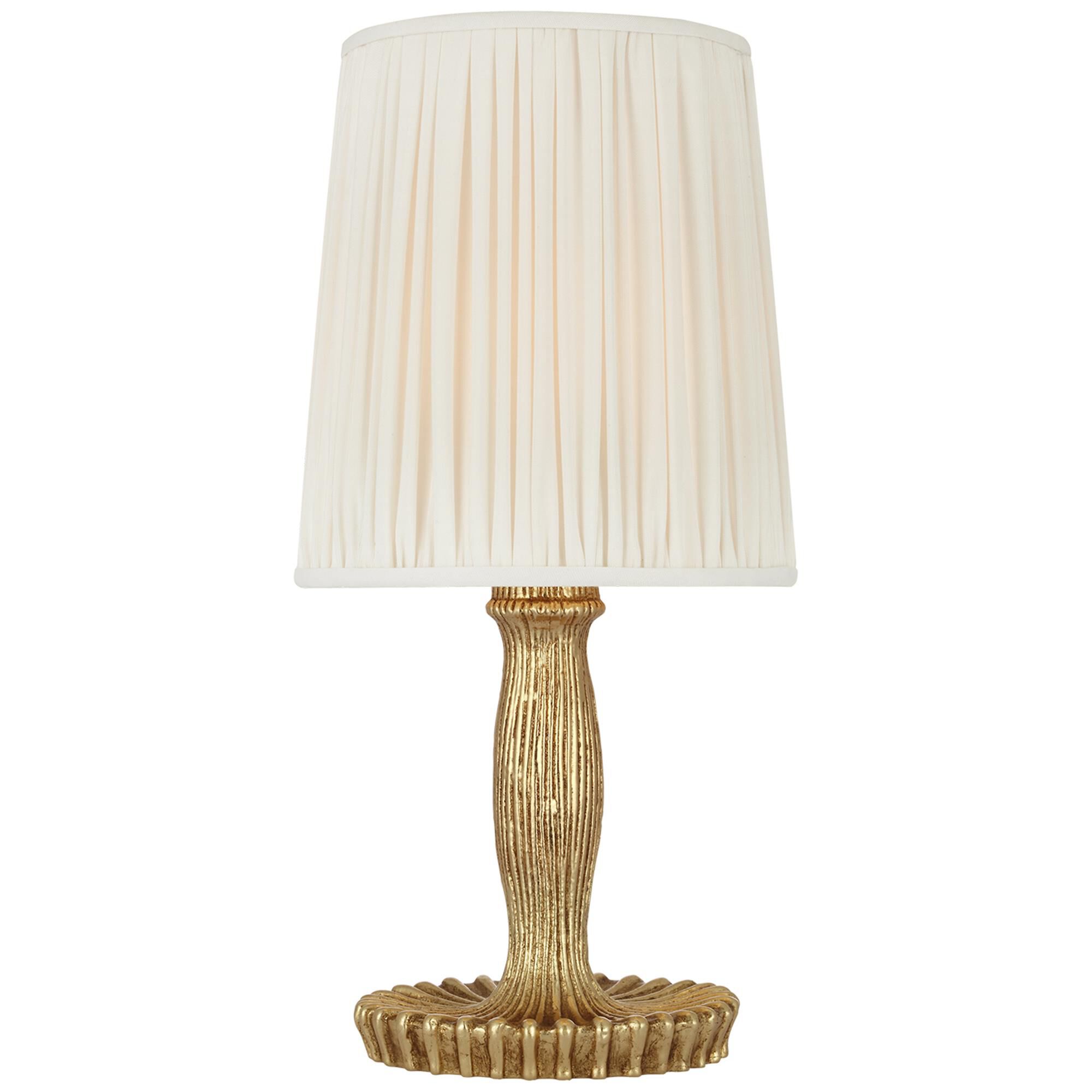 Shown in Gold Lustre finish and Silk Pleated shade
