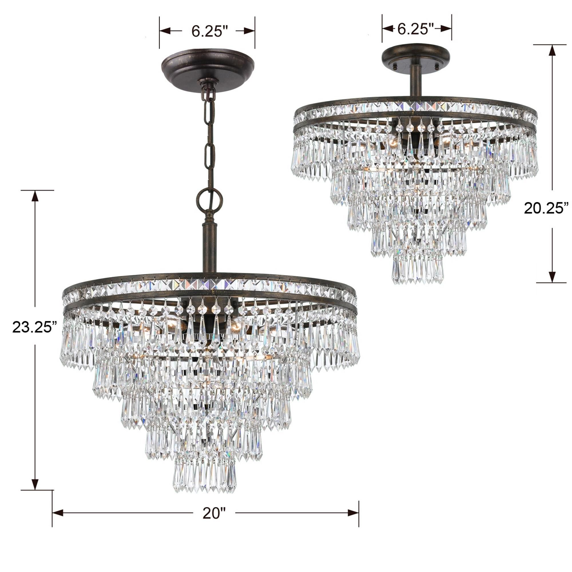 Shown in English Bronze finish and Hand Cut Crystal crystal