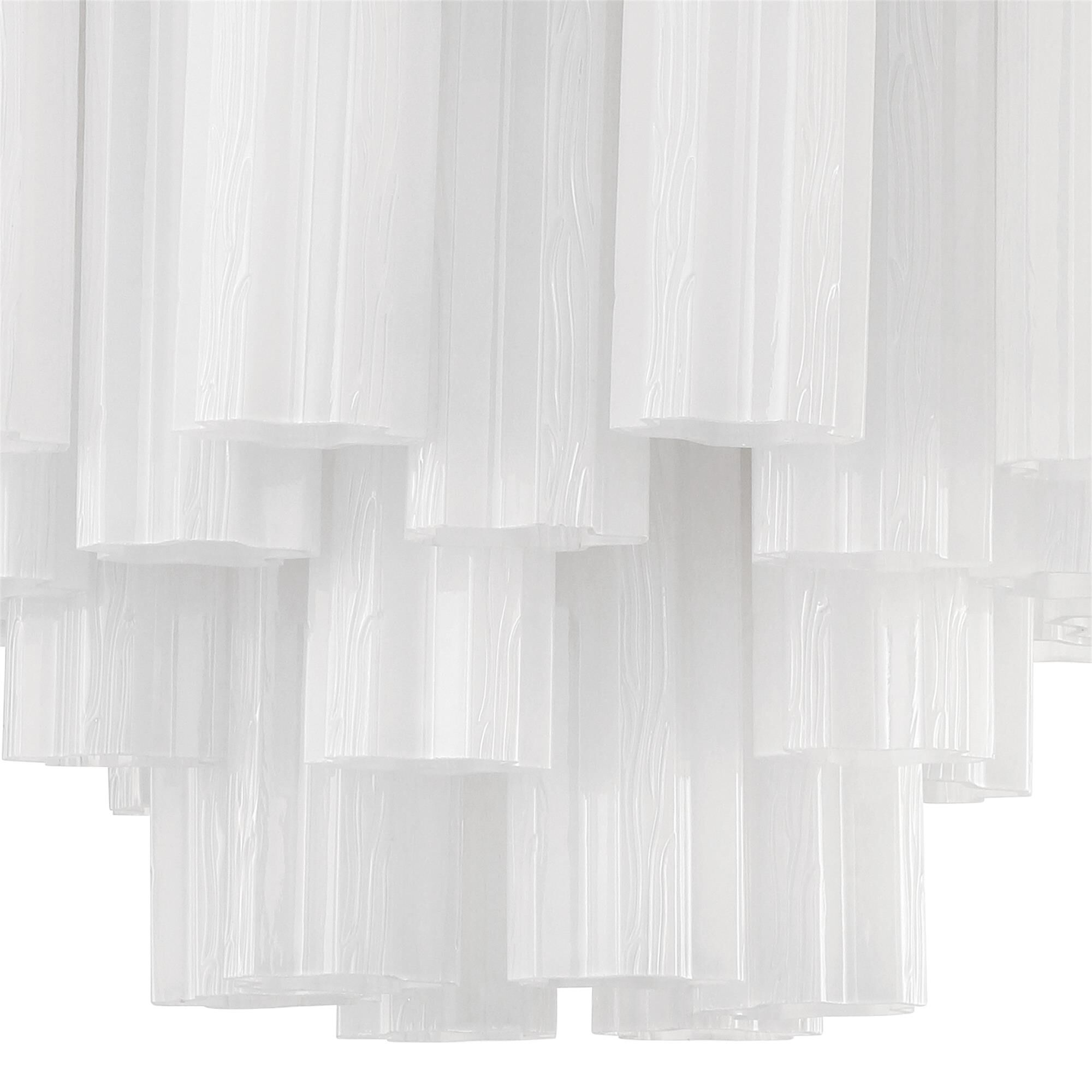 Shown in Polished Chrome finish and Tronchi White glass