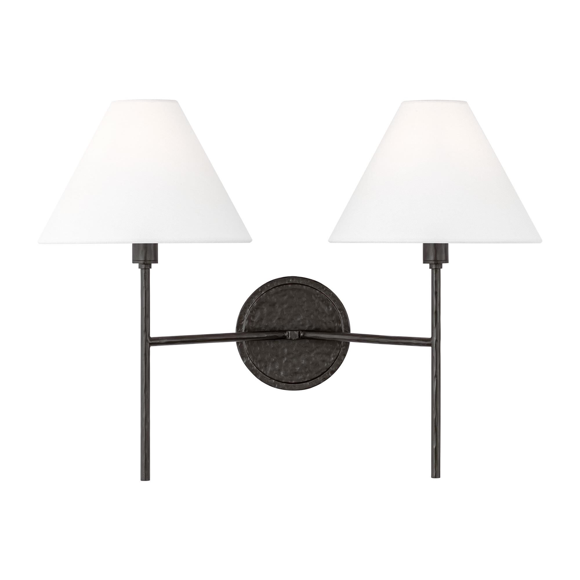 Shown in Aged Iron finish and White Linen shade
